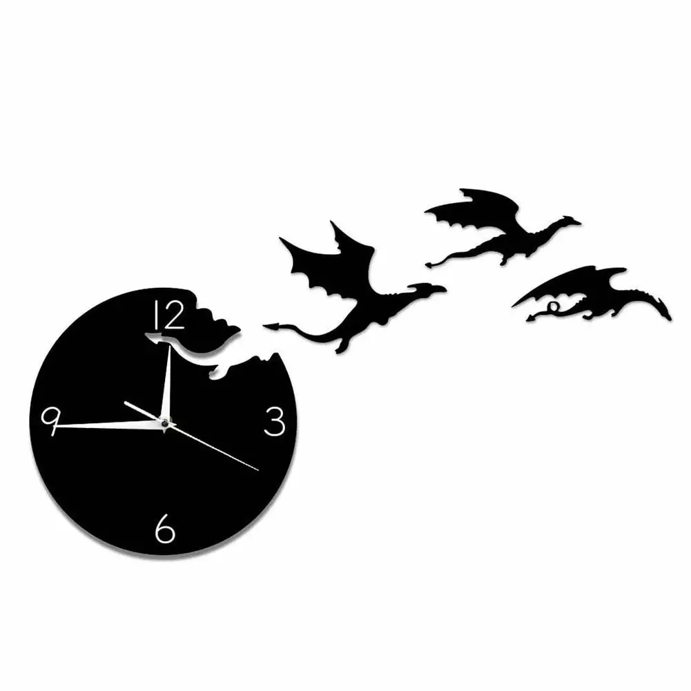 Acrylic Wall Clock Flying Dragon Mute DIY Wall Sticker Wall Clock Children's Room Decoration Mirror Wall Clock