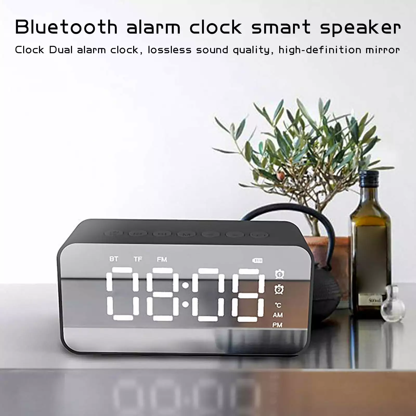 Alarm Clock.Clearance School Supplies Byikun Back-to-School Q6 Wireless Bluetooth Speaker Gift Radio Alarm Clock Mirror Clock Bluetooth Audio Office Home