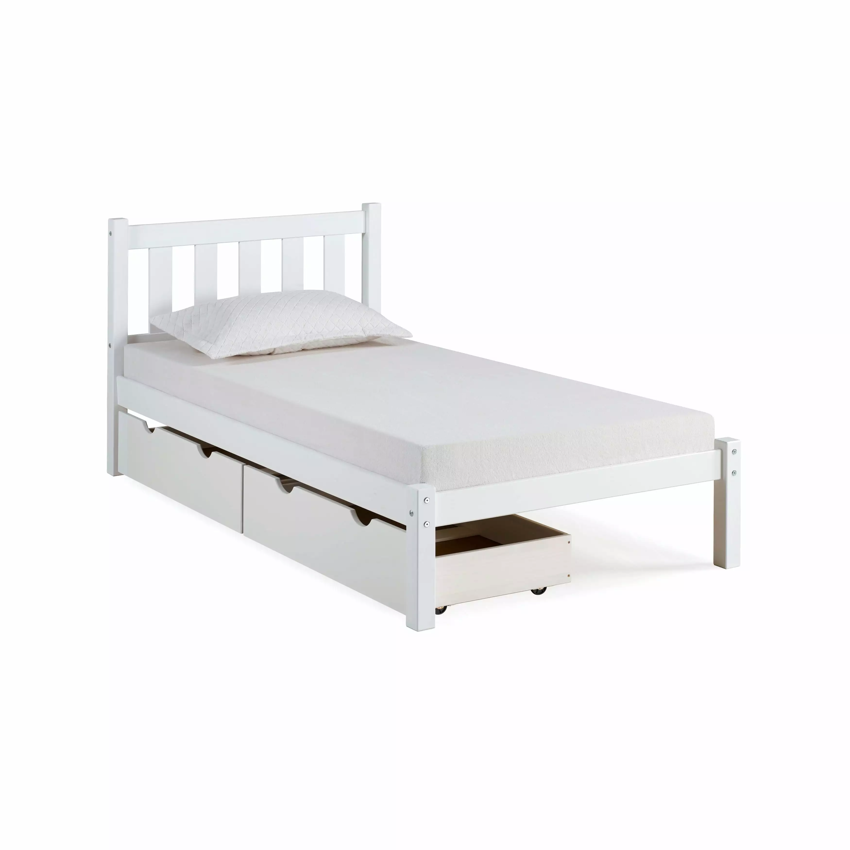 Alaterre Poppy Twin Bed with Storage Drawers. White