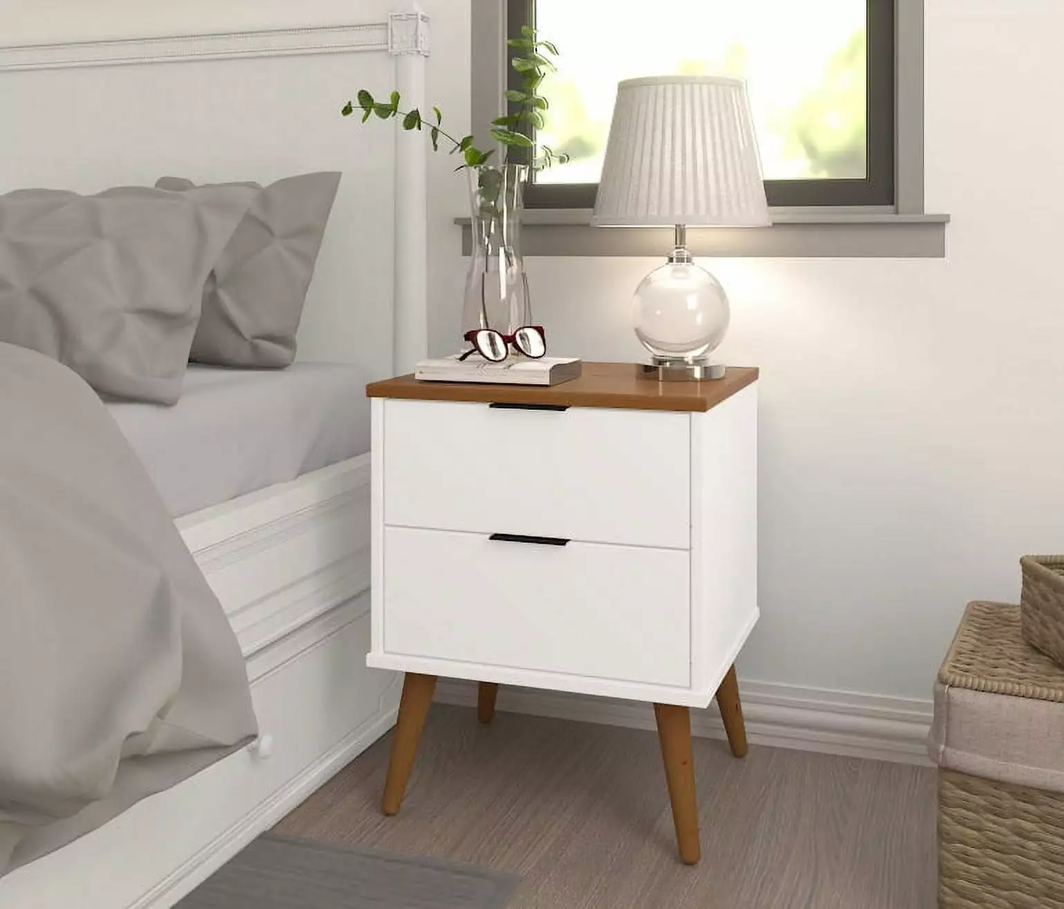 Alice Nightstand 2 Drawer Solid Wood White - by From the Tree Furniture