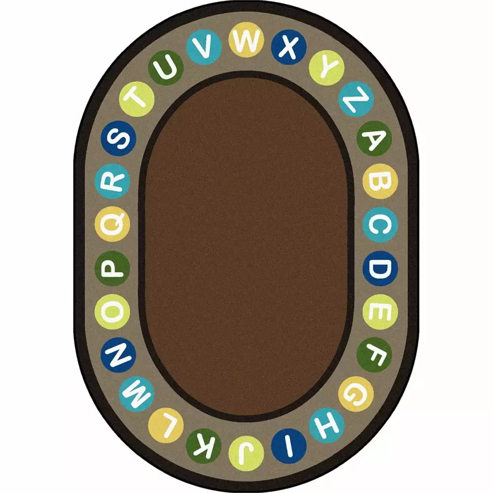 Alphabet Spots 10'9 x 13'2 Oval Area Rug In Color Earthtone