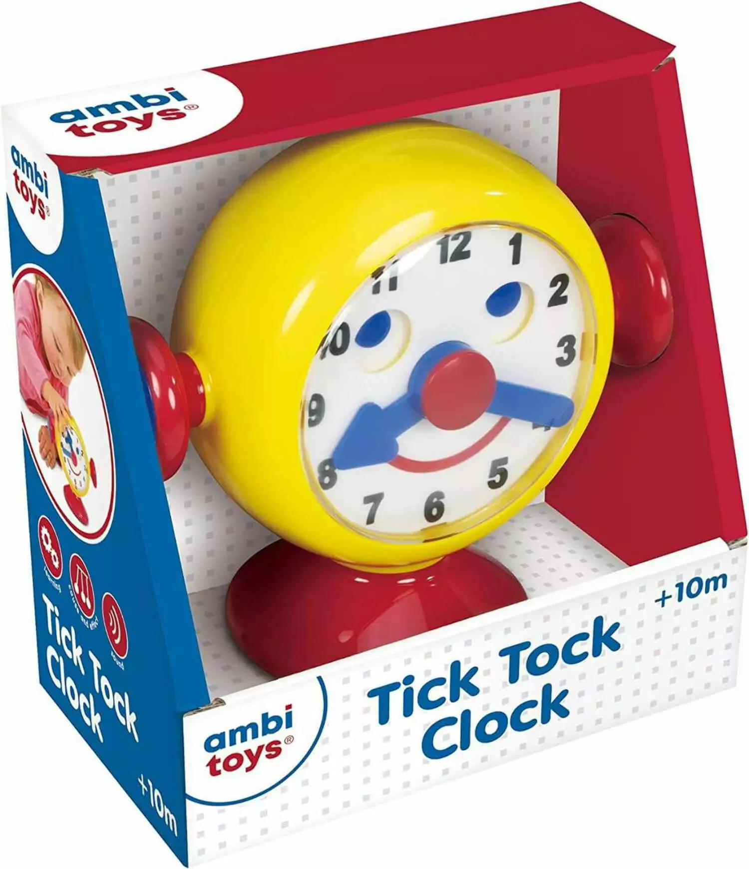 Ambi Toys Tick Tock Clock for Learning the Time - (Ages 10 Months Plus)