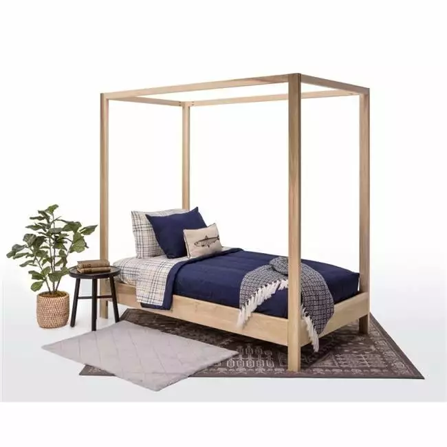 American Furniture Classics TWIN CANOPY Canopy Bed with Raised Platform. Natural - Twin Size