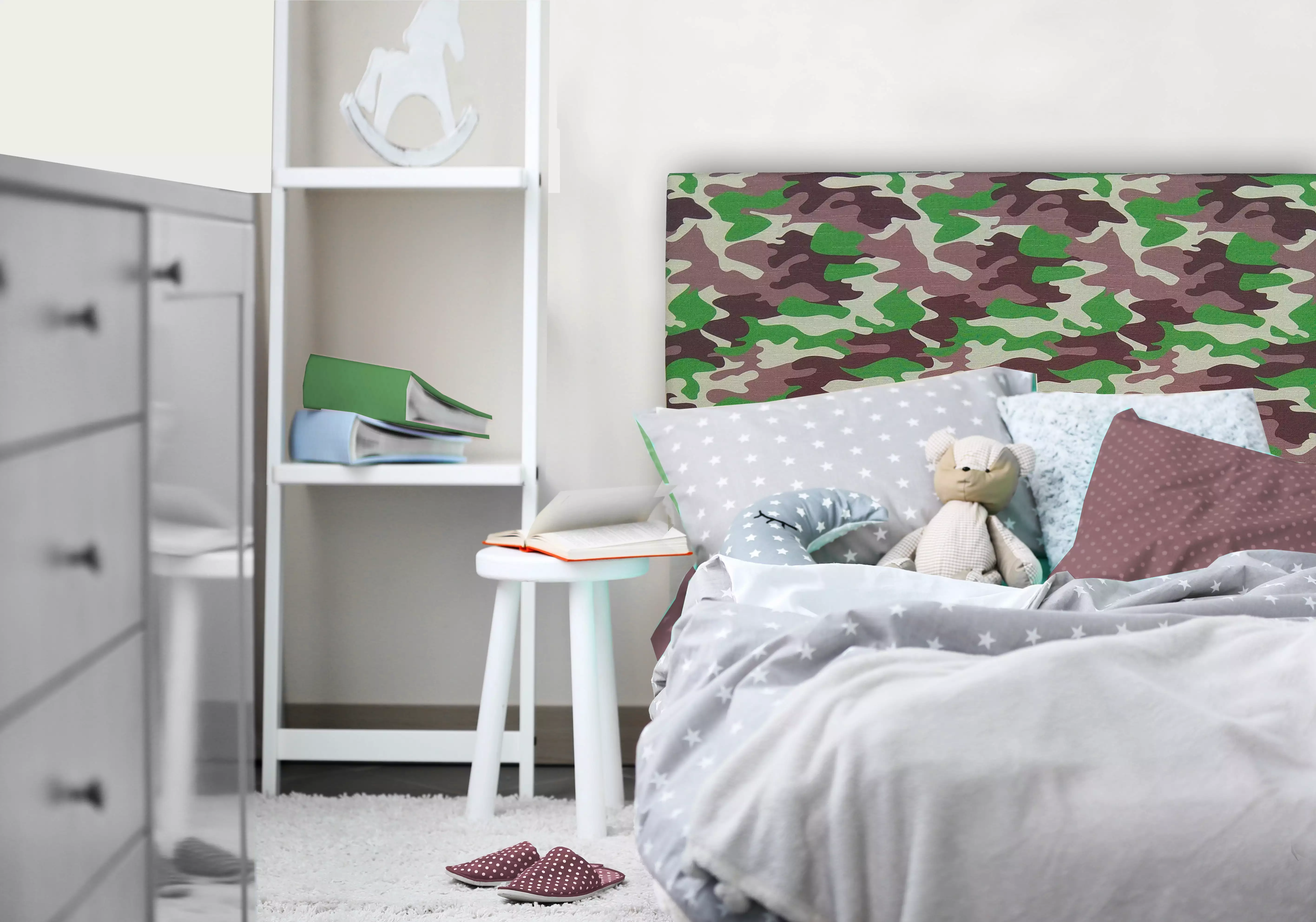 American Kids Camo Tufted Headboard. Available in Multiple Prints