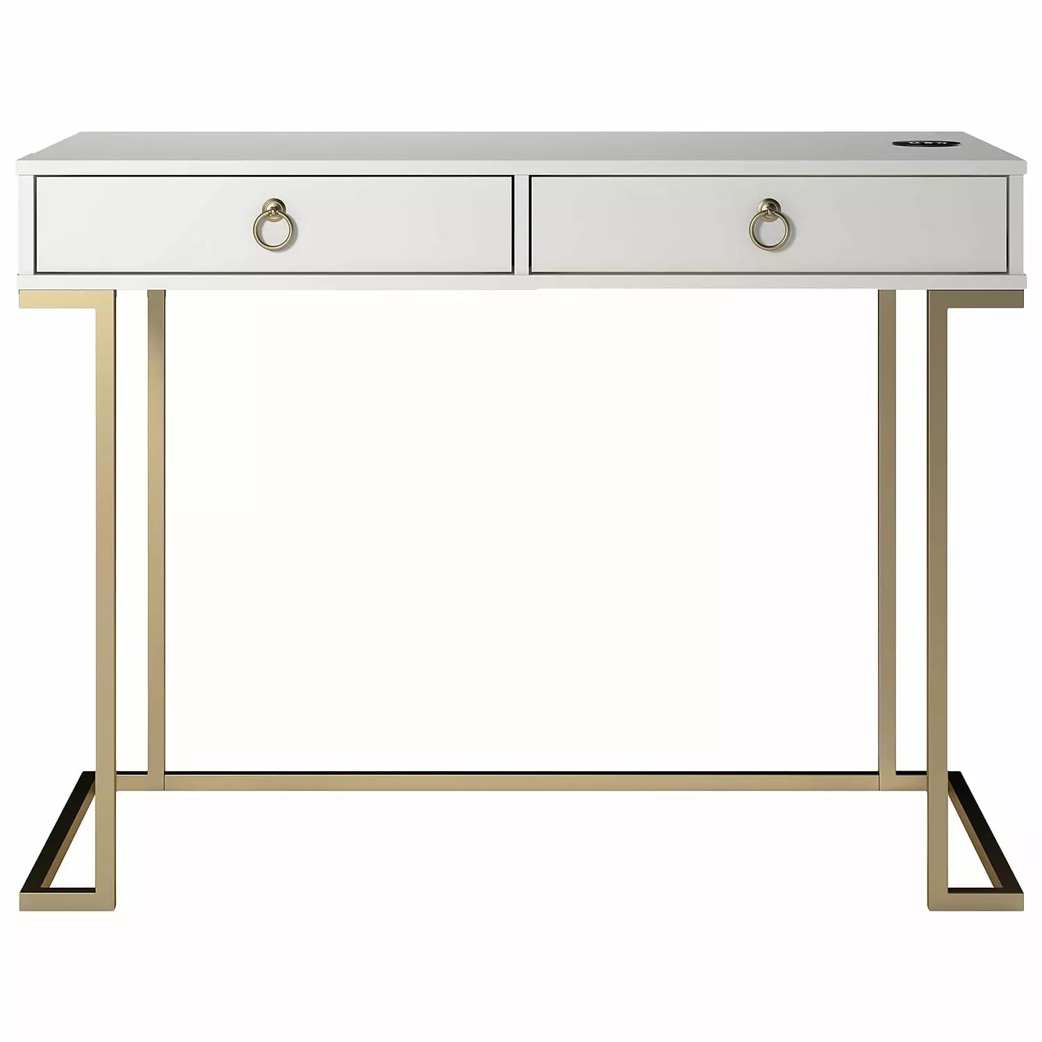 Ameriwood Home Serenity Engineered Wood & Metal Computer Desk in White/Gold