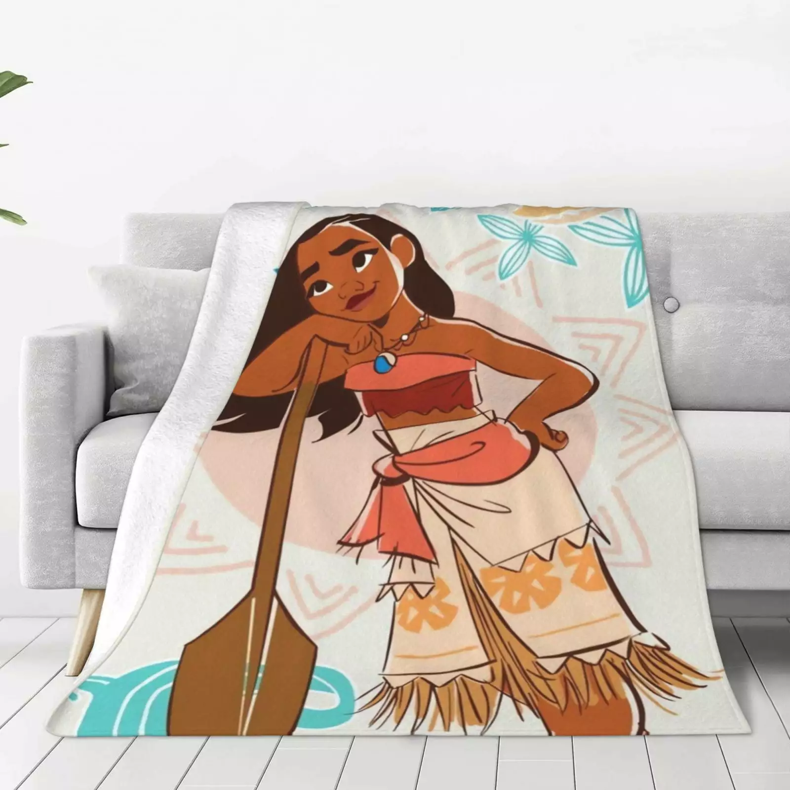 Anime Cartoon Moana Fuzzy Soft Blanket Cozy Throw Blankets. Breathable Lightweight Blanket Flannel Travel Personalized Blankets For Couch Bed Sofa 50x40 Inches