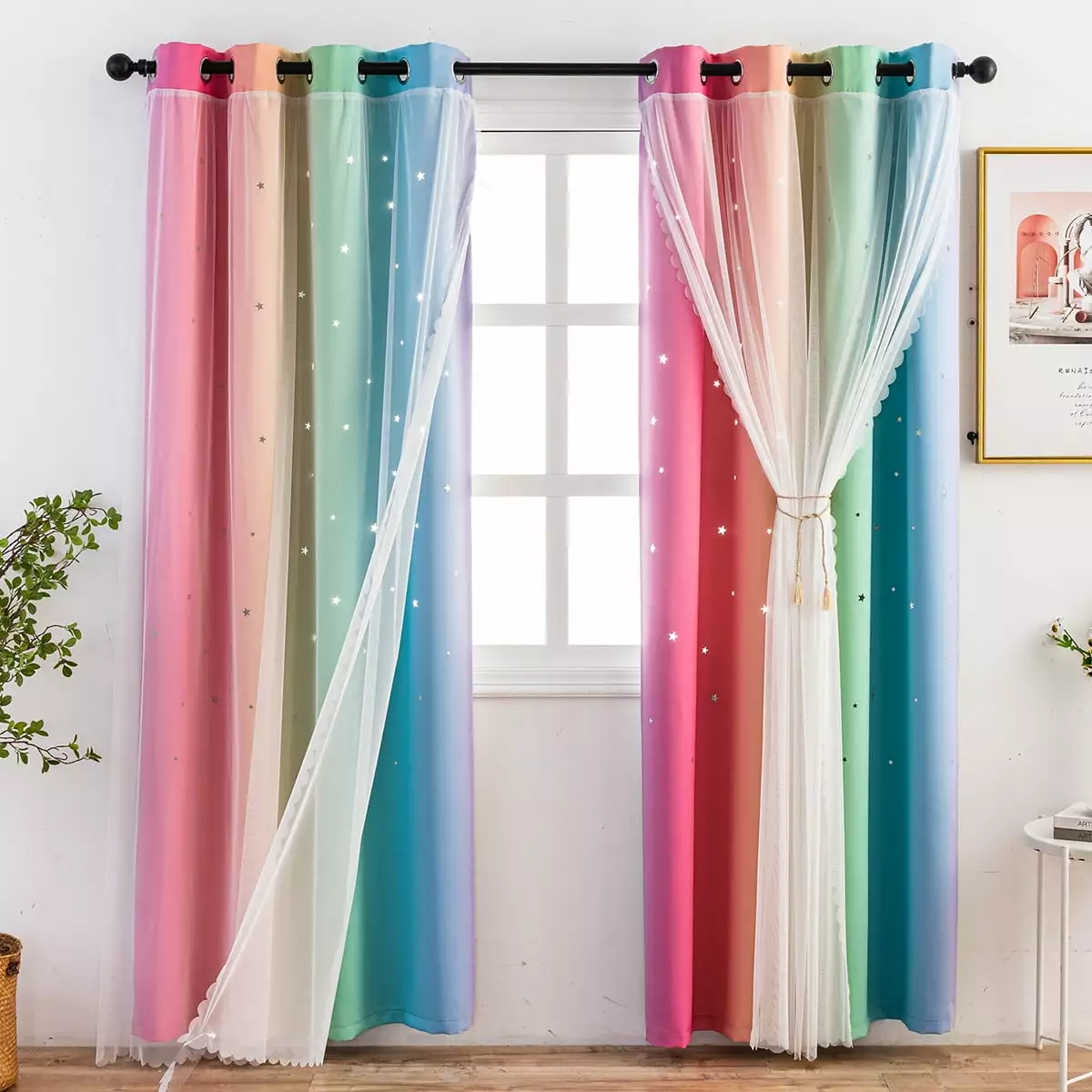 Anjee Blackout Curtains for Girls Kids Bedroom. Kids Blackout Curtains Princess Theme Set of 2 for Bedroom Playroom. 52 x 63