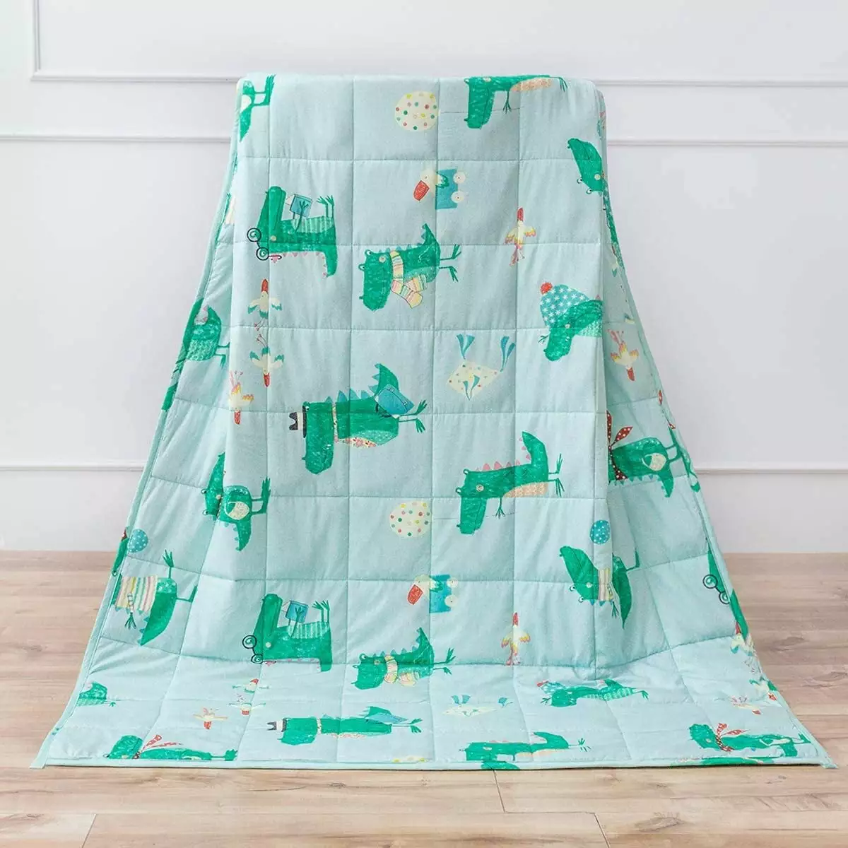 Anjee Kids Weighted Blanket. 5 lbs. 36 x 48 inches. 100% Natural Cotton Heavy Blanket for Kids and Toddler. Green Crocodile