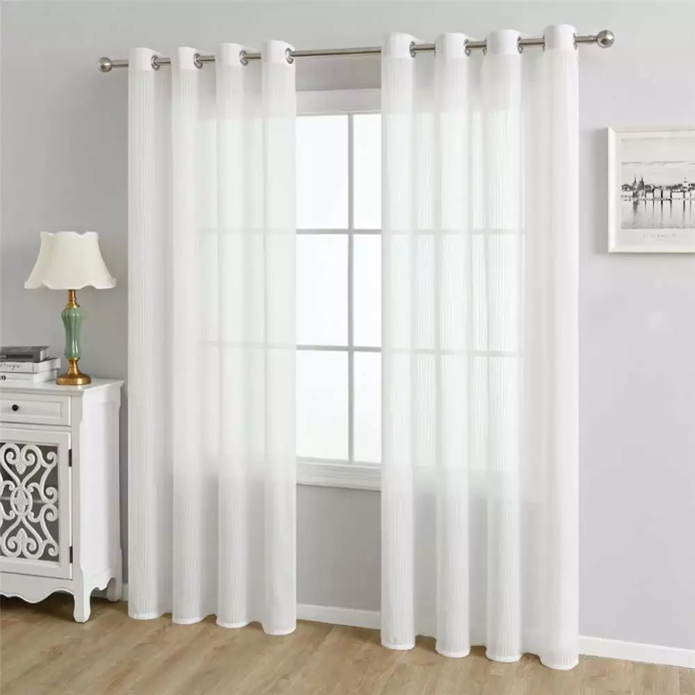 Aosijia 2 Panels White Gauze Curtain Translucent Chiffon for Bedroom Rod Pocket Voile Drapes Breathable Curtain for Living Room