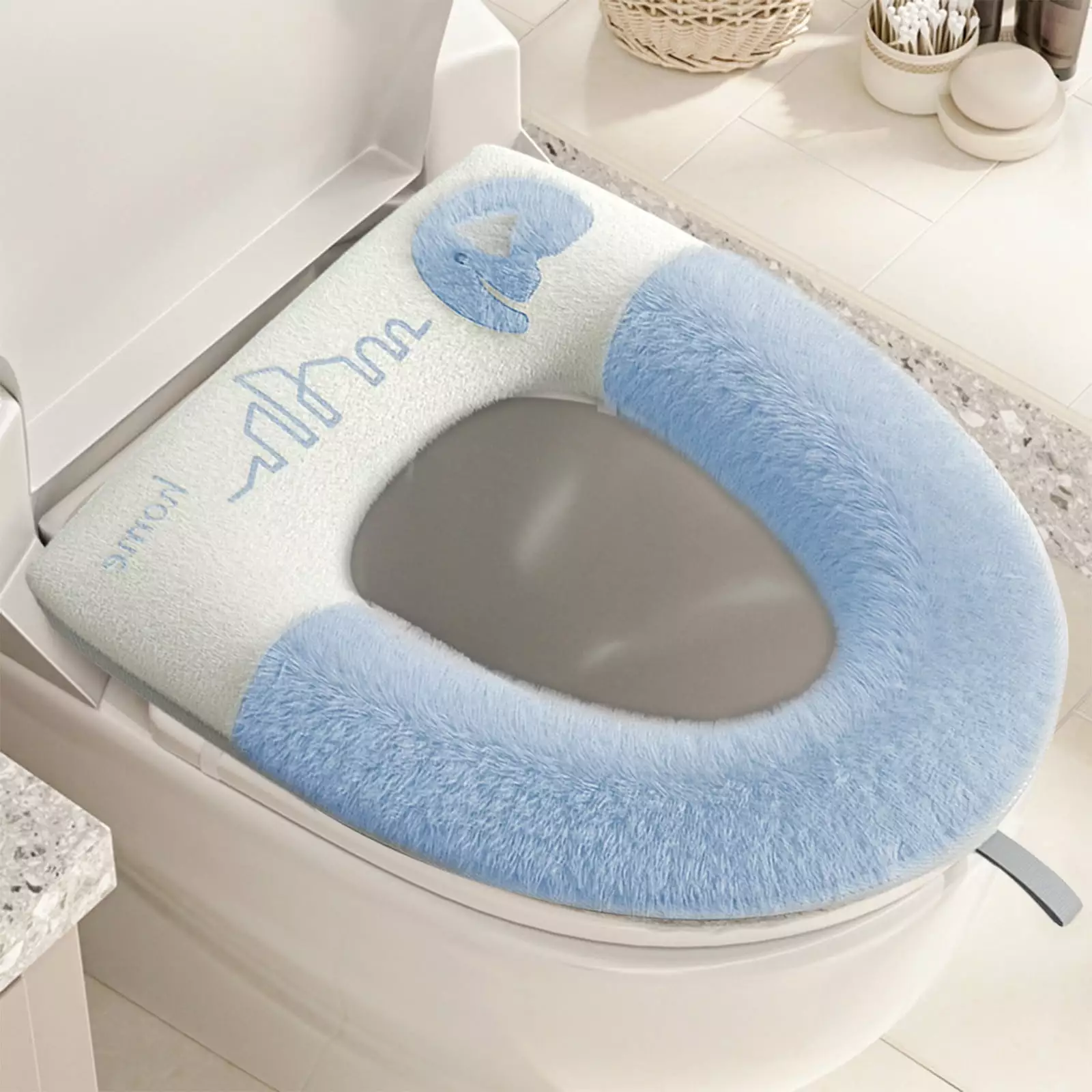 Apmemiss Clearance 1Pieces Thicker Bathroom Soft Toilet Seat Cover Pad with Handle Toilet Lid Cover Cushion Soft Thicker Stretchable Washable Fits All Oval Toilet Seats