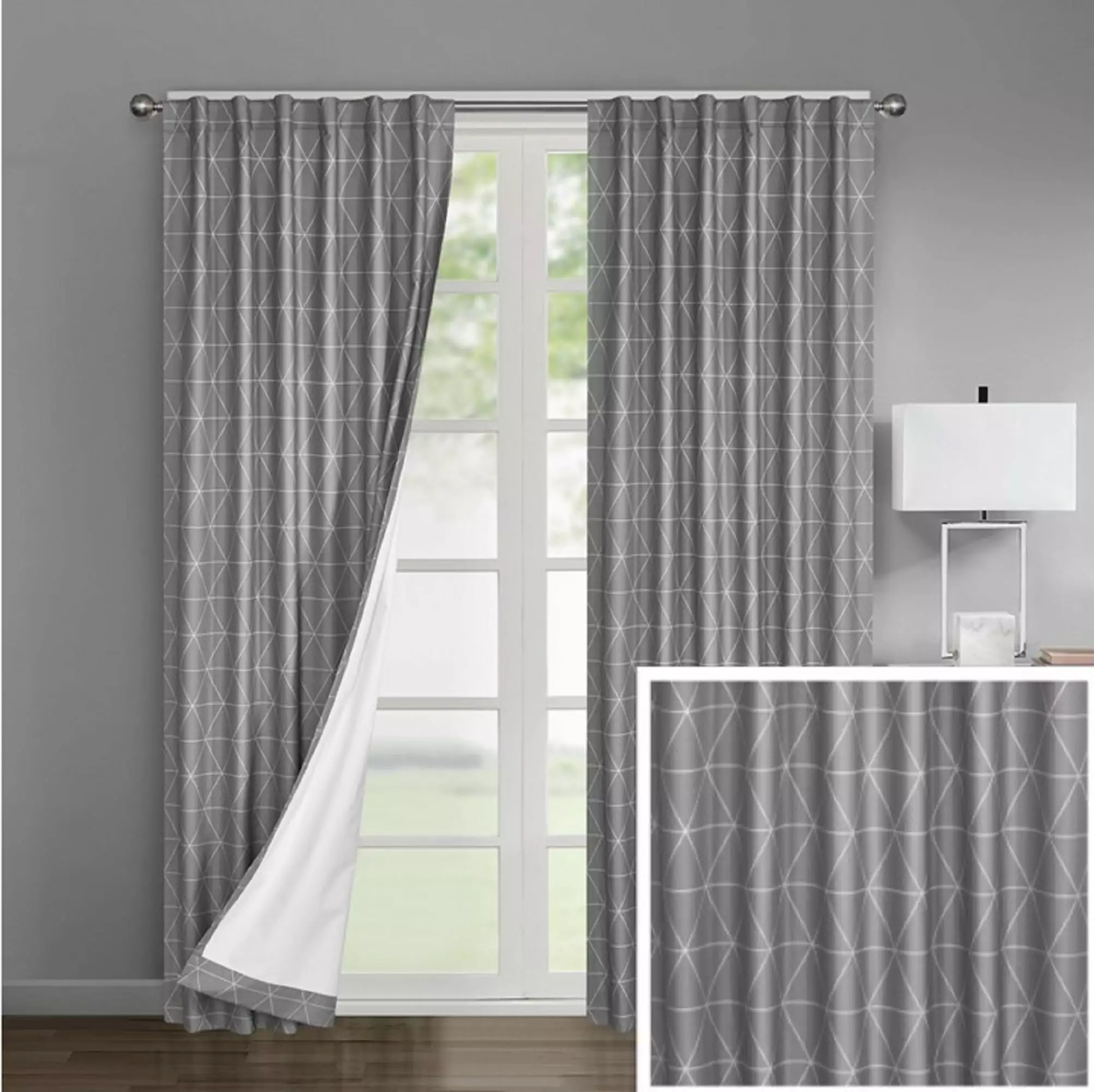 Ariana Blackout Rod Pocket Window Curtain Panel. Set of 2