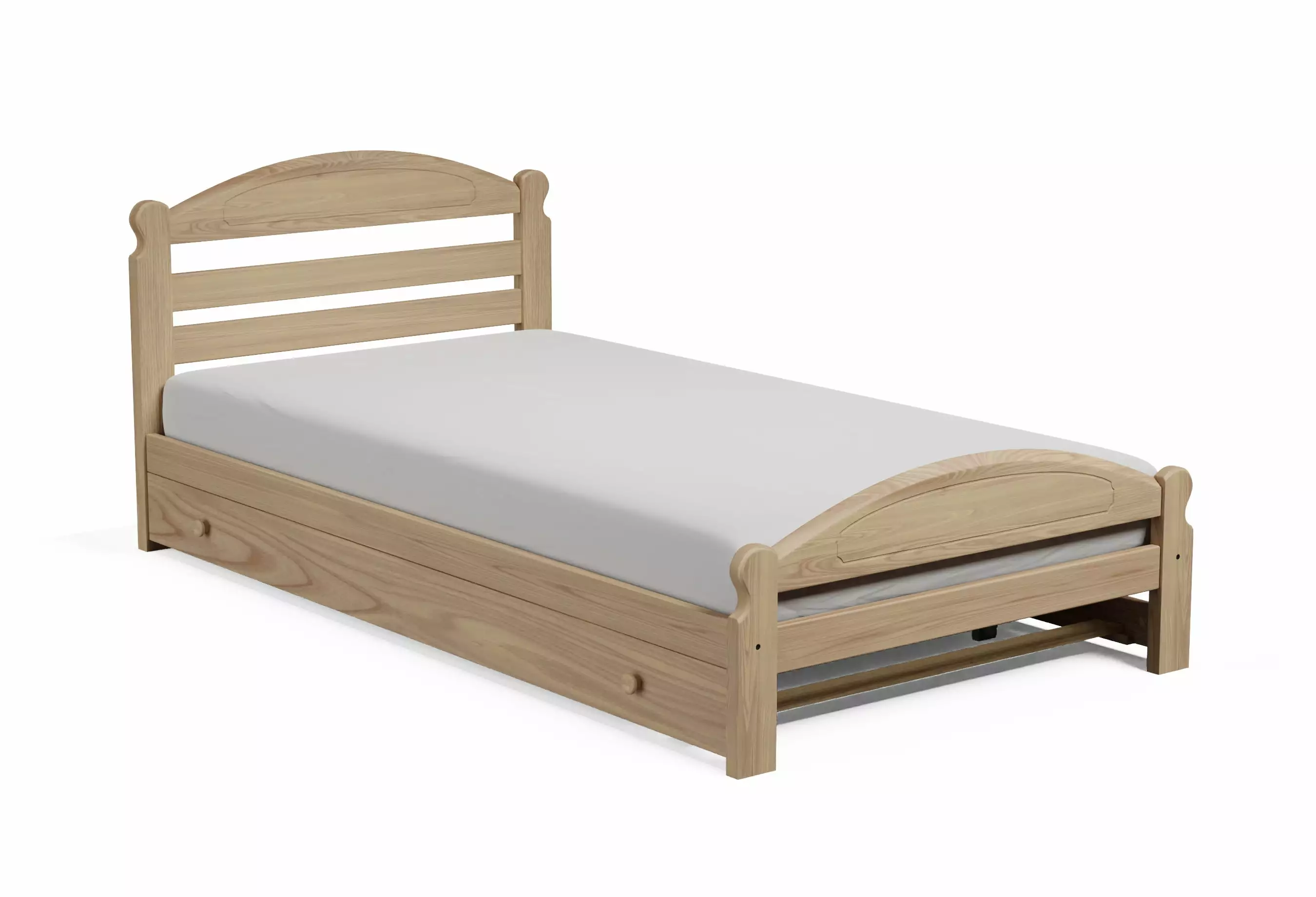 Arizona Twin Bed with Trundle Solid Pine Wood and Wooden Slats Wooden Bed Wood To The World Fits Twin Size Mattress 39 x 75 in