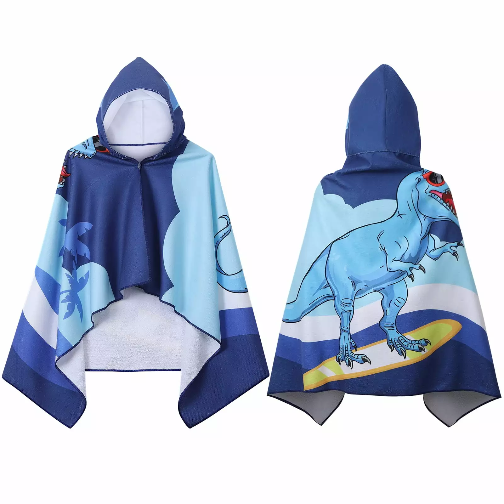 Armscye Dinosaur Hooded Bath Towel for Kids. 50 x 30 inches Poncho Toddler Beach Towels with Hood. Soft Absorbent Coral Fleece Hooded Toddler Bath Towels. Large Bathrobe for Toddler Kids