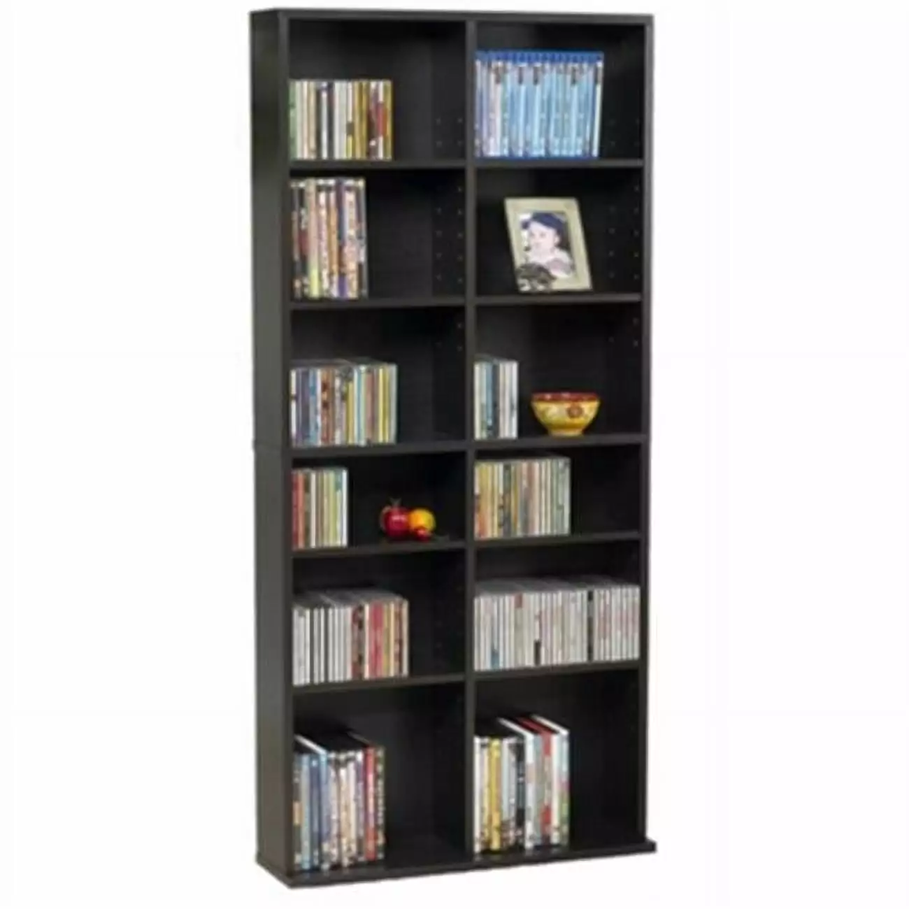 Atlantic 25x54 Oskar Adjustable Wood Media Storage Shelf Bookcase (228 DVDs. 464 CDs). Espresso