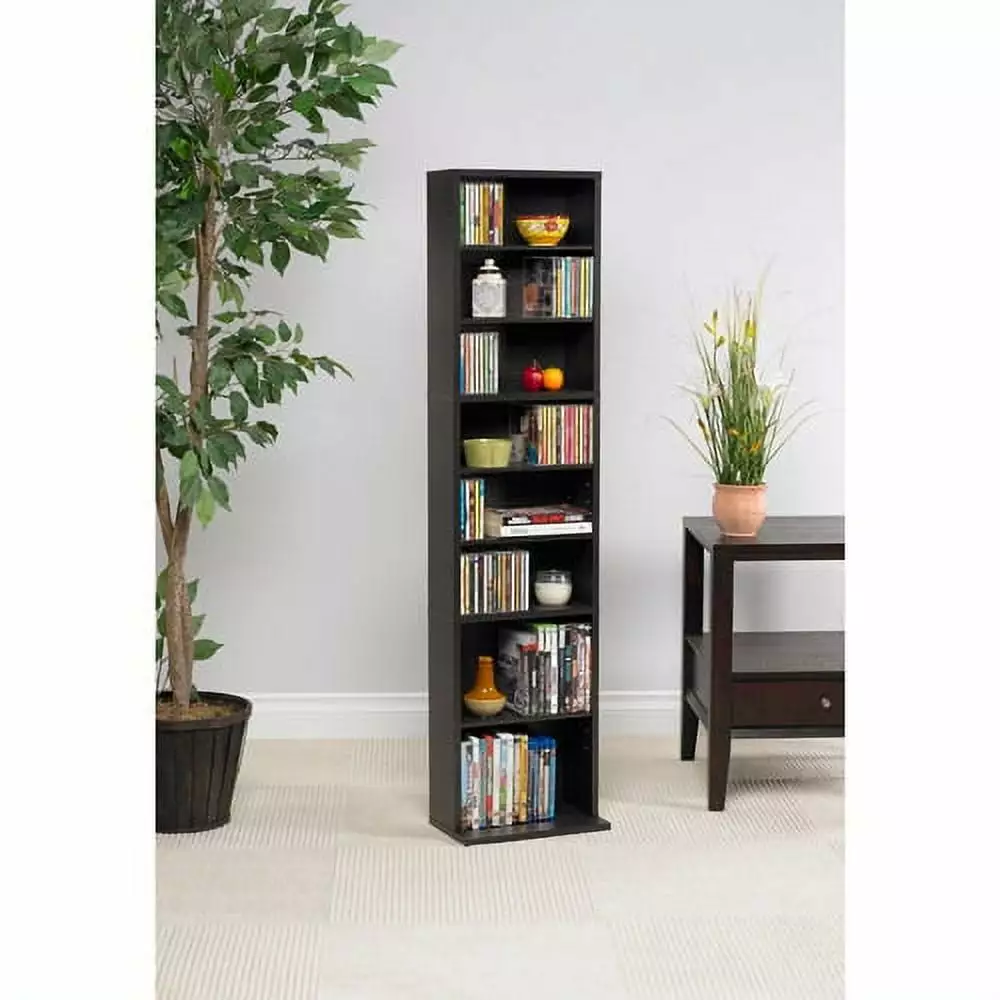 Atlantic 54x13 Summit Adjustable Wood Media Storage 9-Shelf Bookcase (114 DVDs. 261 CDs). Espresso