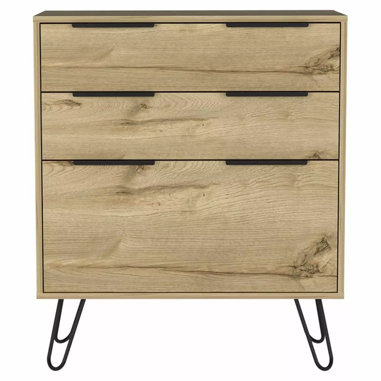 Atlin Designs Modern Metal Dresser with 3-Drawer & Countertop in Light Oak