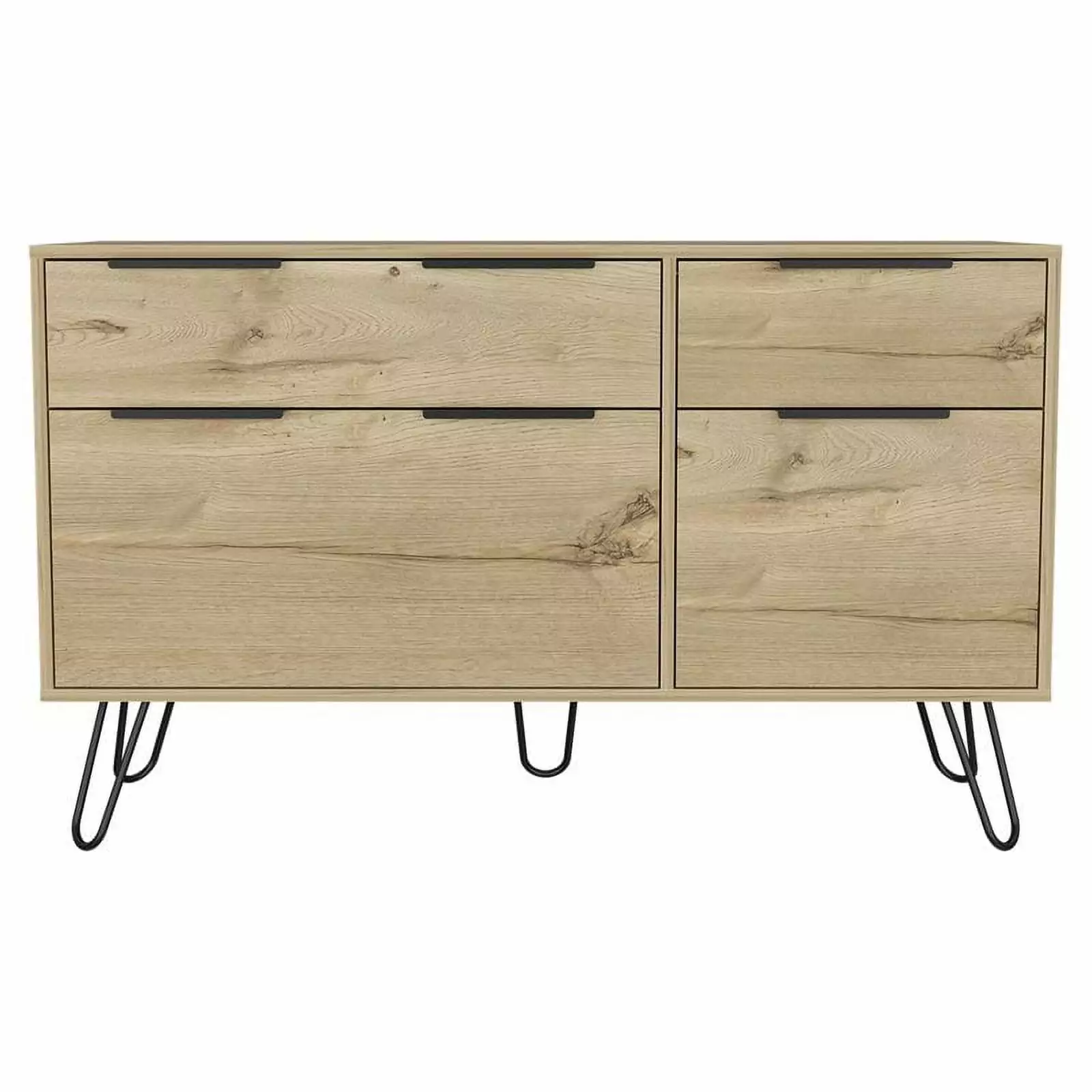 Atlin Designs Modern Metal Dresser with 4-Drawers in Light Oak