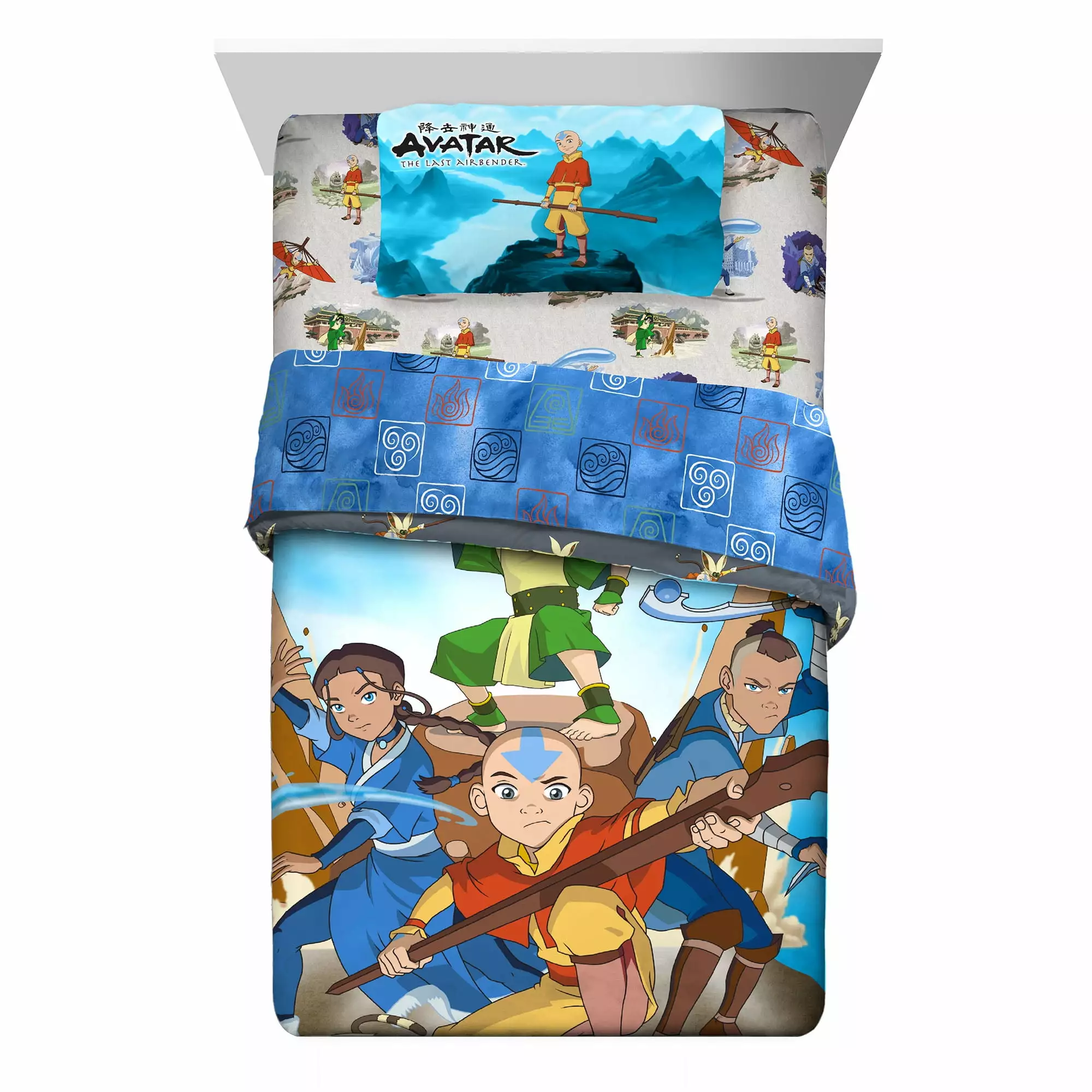 Avatar: The Last Airbender Kids Twin Bed in a Bag. Comforter and Sheets. Blue. Nickelodeon