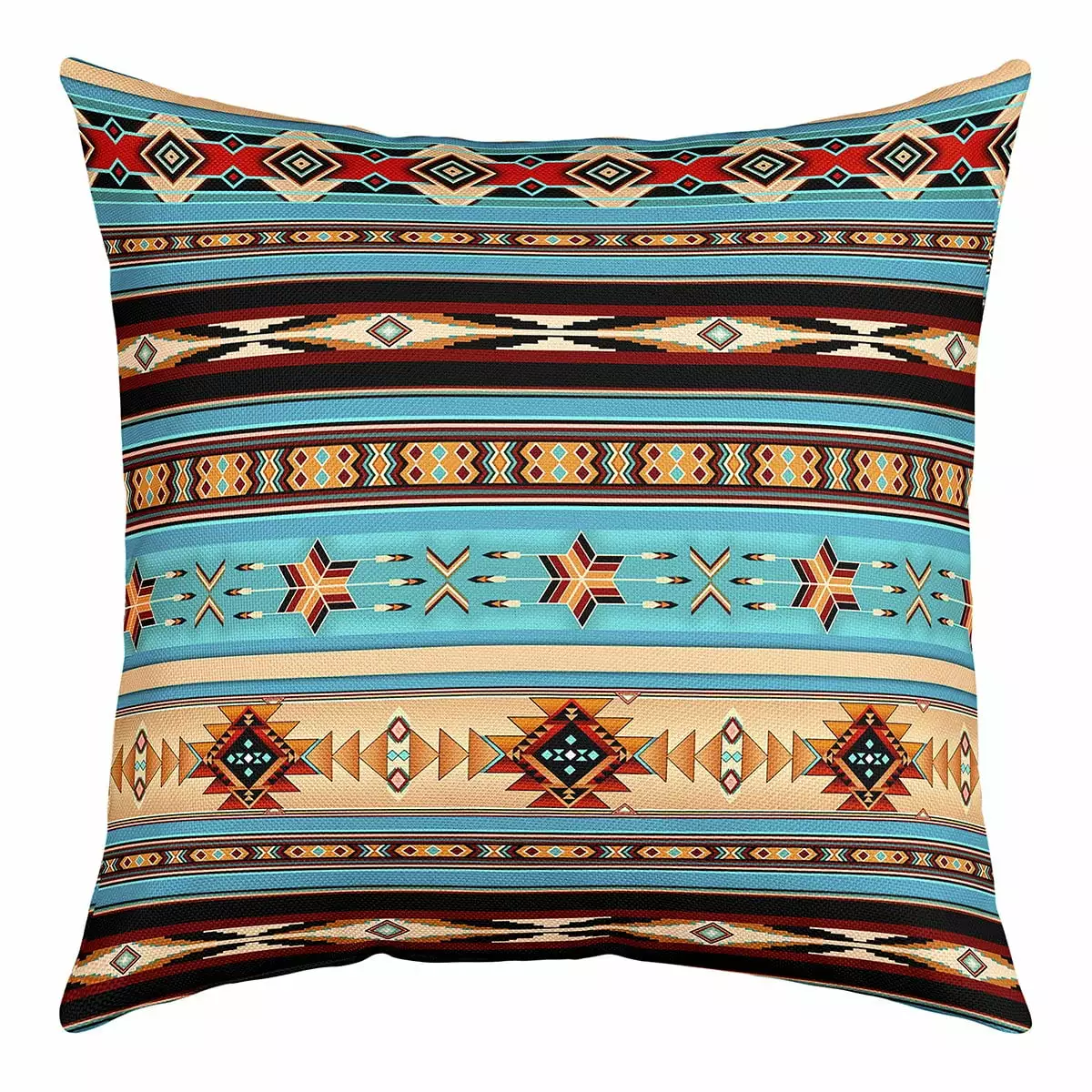 Aztec Pillow Cover for Sofa Tribal Arrow Throw Pillow Cover.Retro Southwestern Bohemian Cushion Case.Western Star Geometric Stripes Decorative Square Pillow Case.18x18 Inch