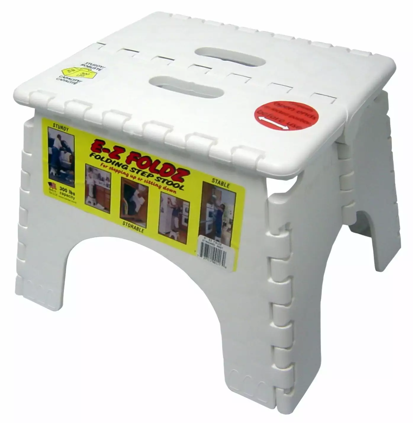 B&R Plastics 101-6 E-Z Foldz Step Stool - 9. White