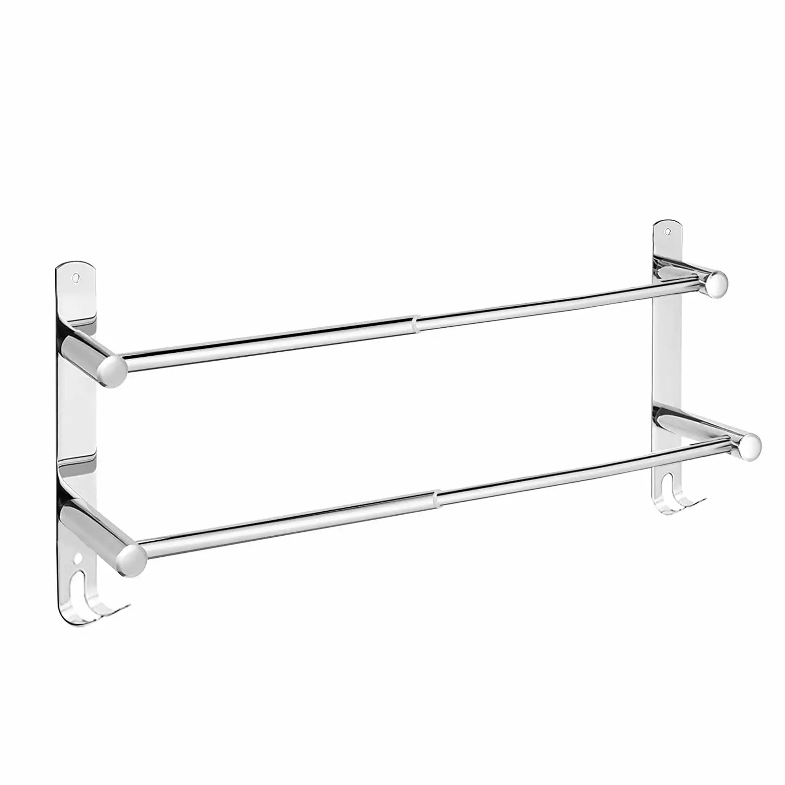 BIGLUFU Adjustable Towel Bar Extendable 43-78CM Stainless Steel Adjustable Towel Rack for Bathroom Kitchen Towel Rack (Silver 2 layer)