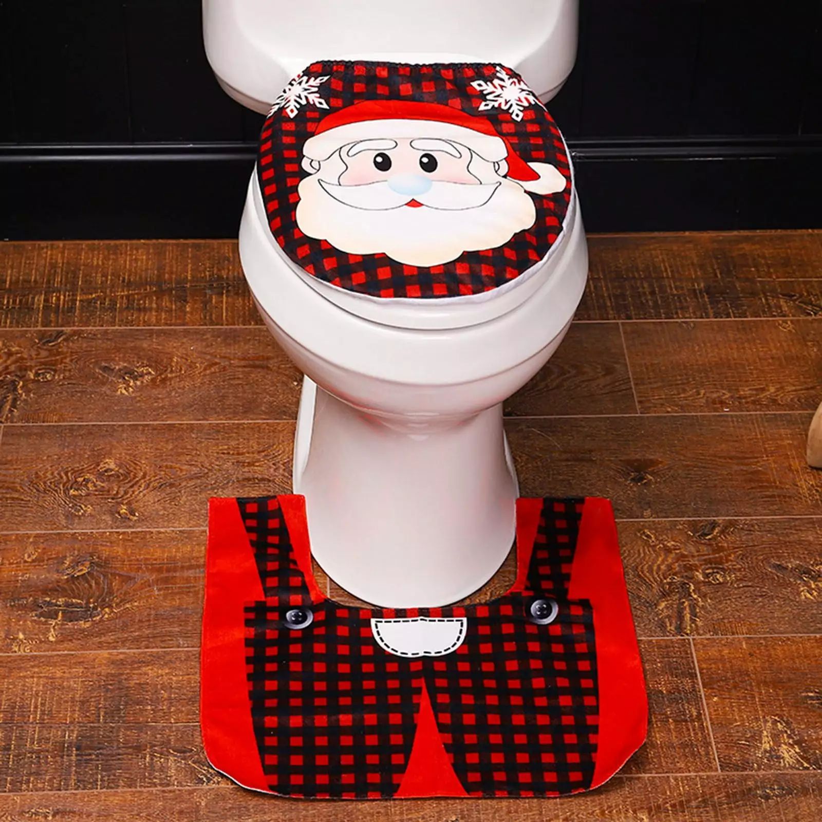 BJUTIR Christmas Decorations Xmas Bathroom Sets Decor Toilet Seat Cover And Rug For Indoor Home Holiday Decor