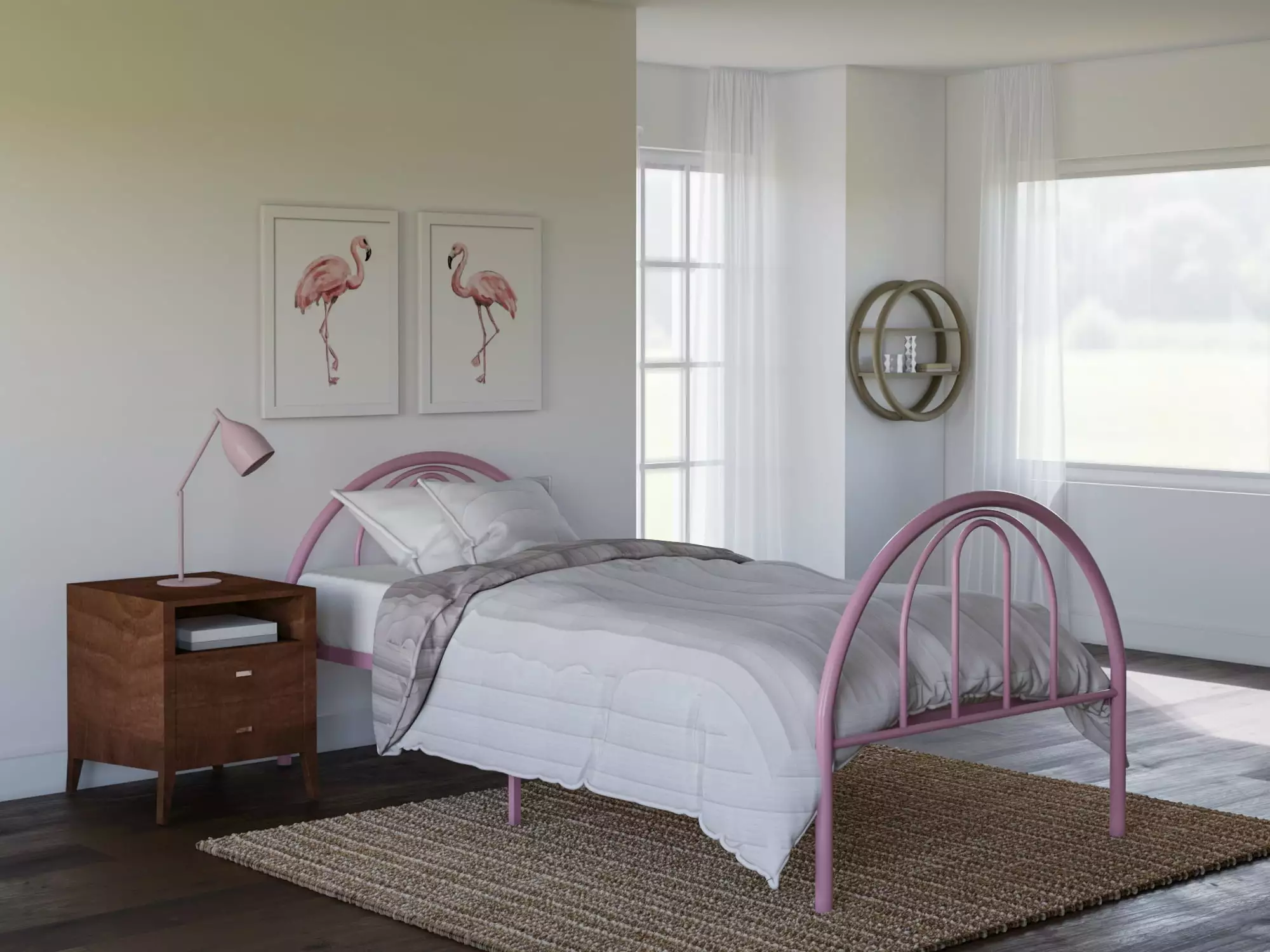 BK Furniture Brooklyn Classic Metal Bed. Twin. Pink