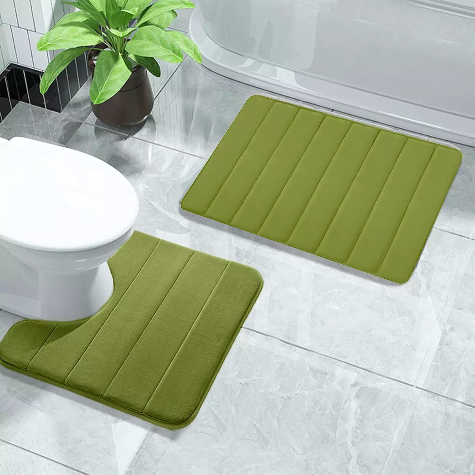 BLUKIDS 2 Pcs Bathroom Rugs Set. Non Slip.Quick Drying Toilet Mat. Ultra Soft and Water Absorbent Bath Carpet for Bedroom Floor Living Room.Machine Washable