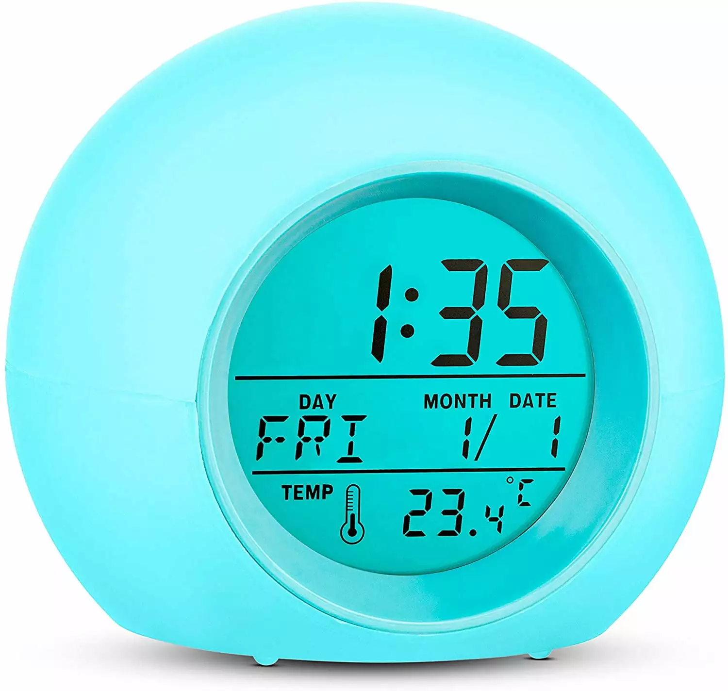 BOLLSLEY Kids Digital Alarm Clock. 7 Color Night Light. Snooze. Temperature Detect for Toddler. Children Boys and Girls. Bedside Clock