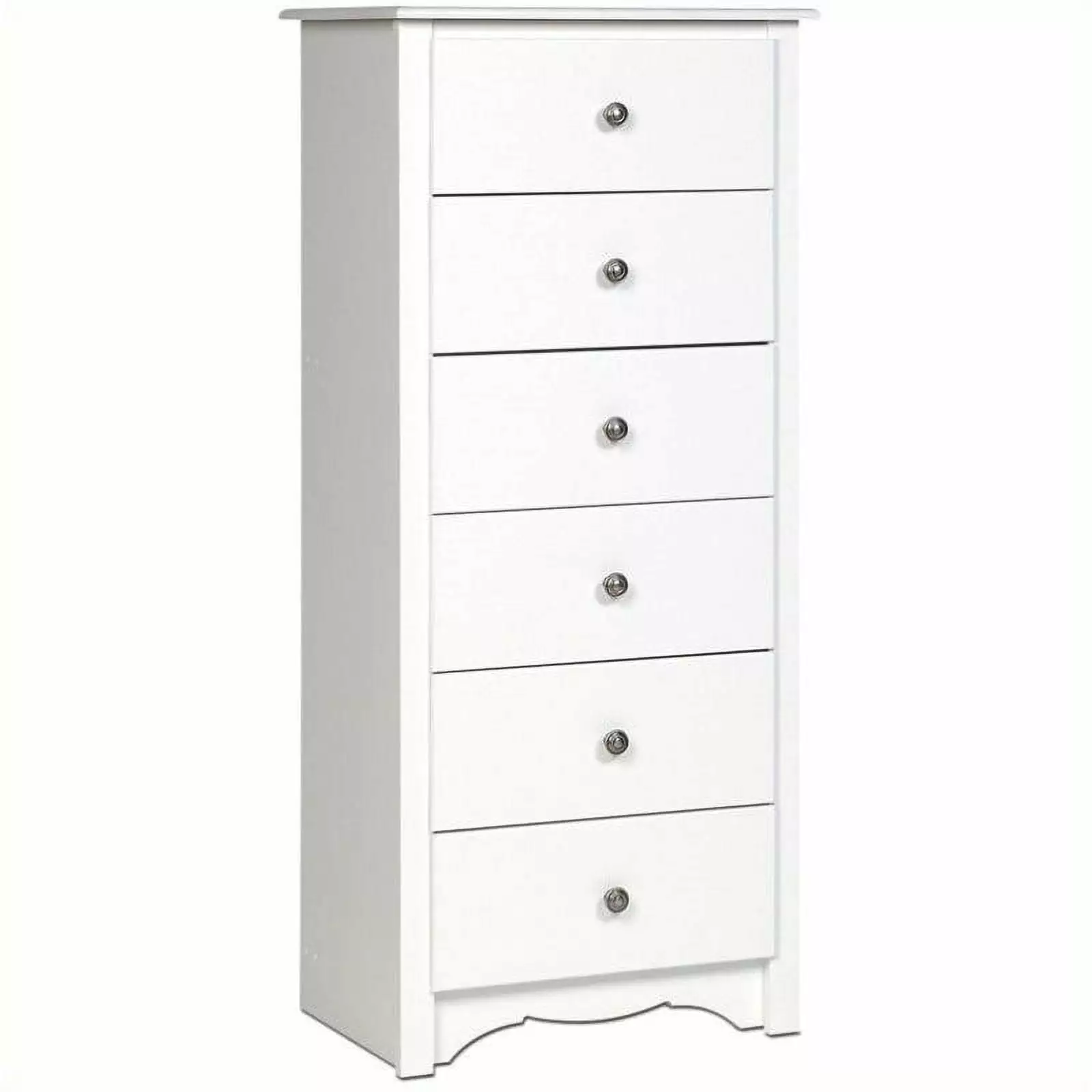 BOWERY HILL 53 Tall 6 Drawer Woode Chest with Solid Metal Knobs for Bedroom in White