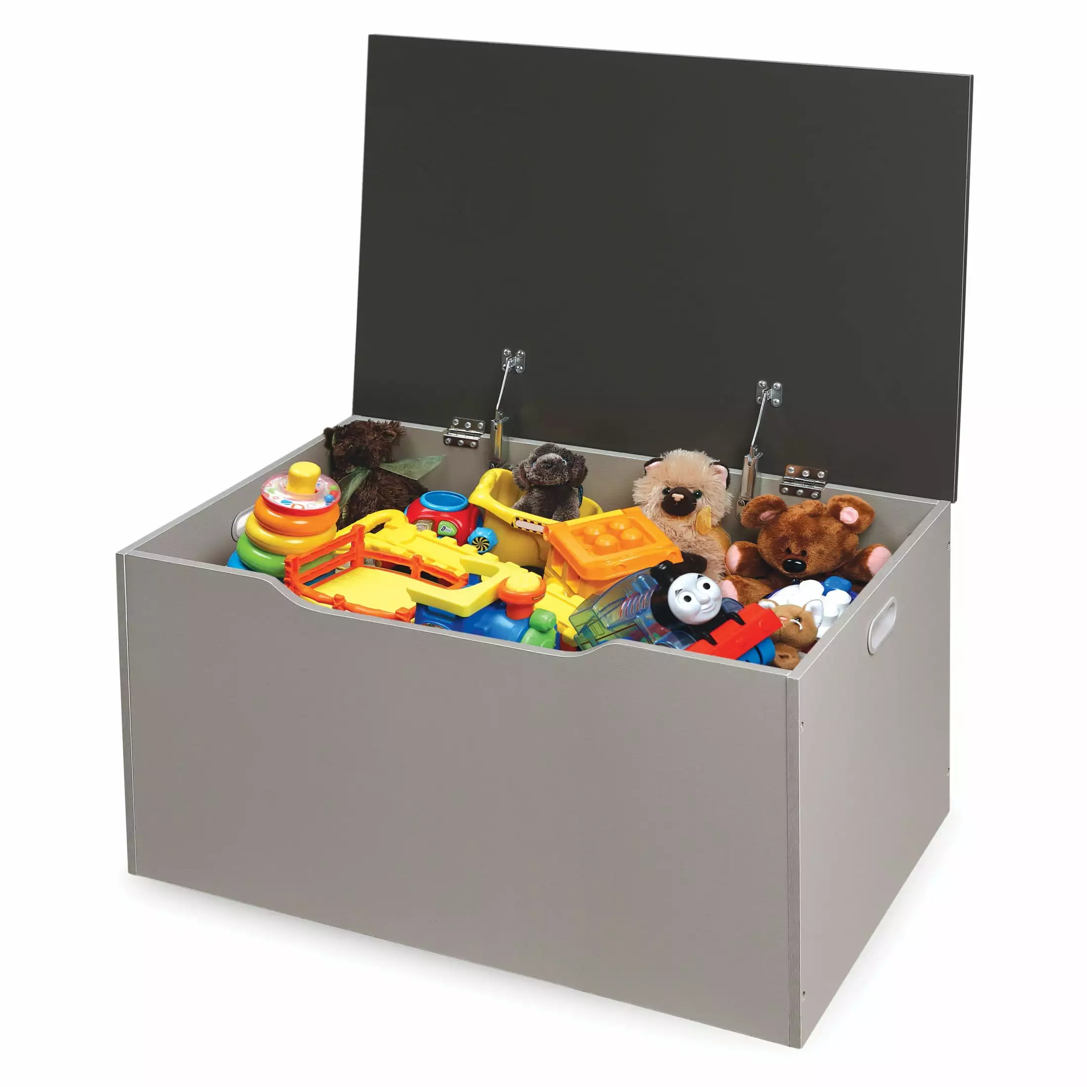 Badger Basket Kid's Wooden Flat Bench Top Toy and Storage Box 4.5 Cu ft. - Woodgrain/Gray