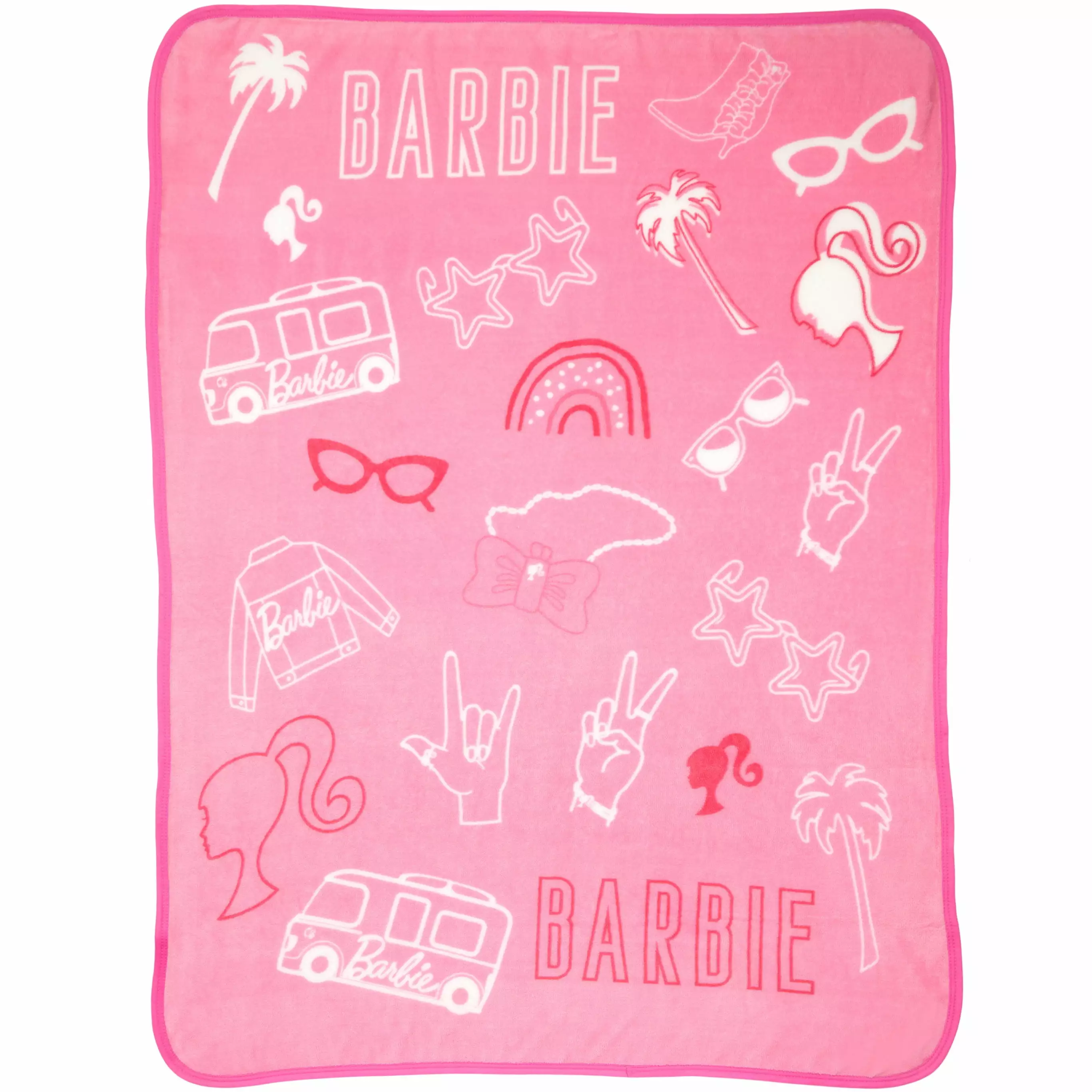 Barbie Kids Fleece Throw Blanket. 46 x60. Pink. Mattel