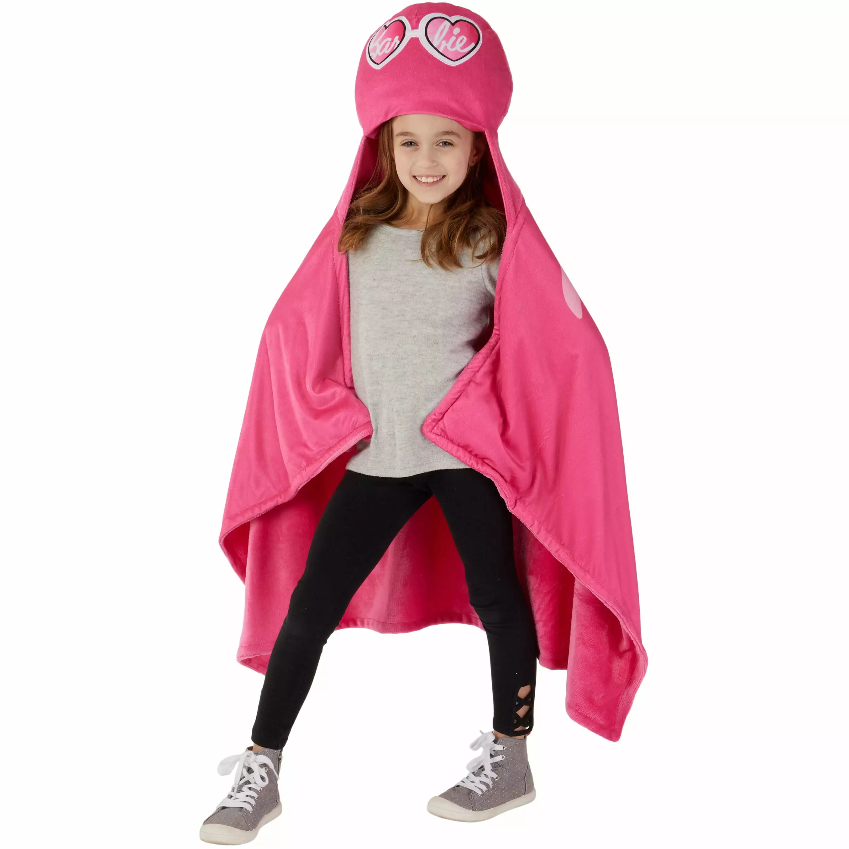 Barbie Kids Hooded Throw. Wearable Plush. Pink