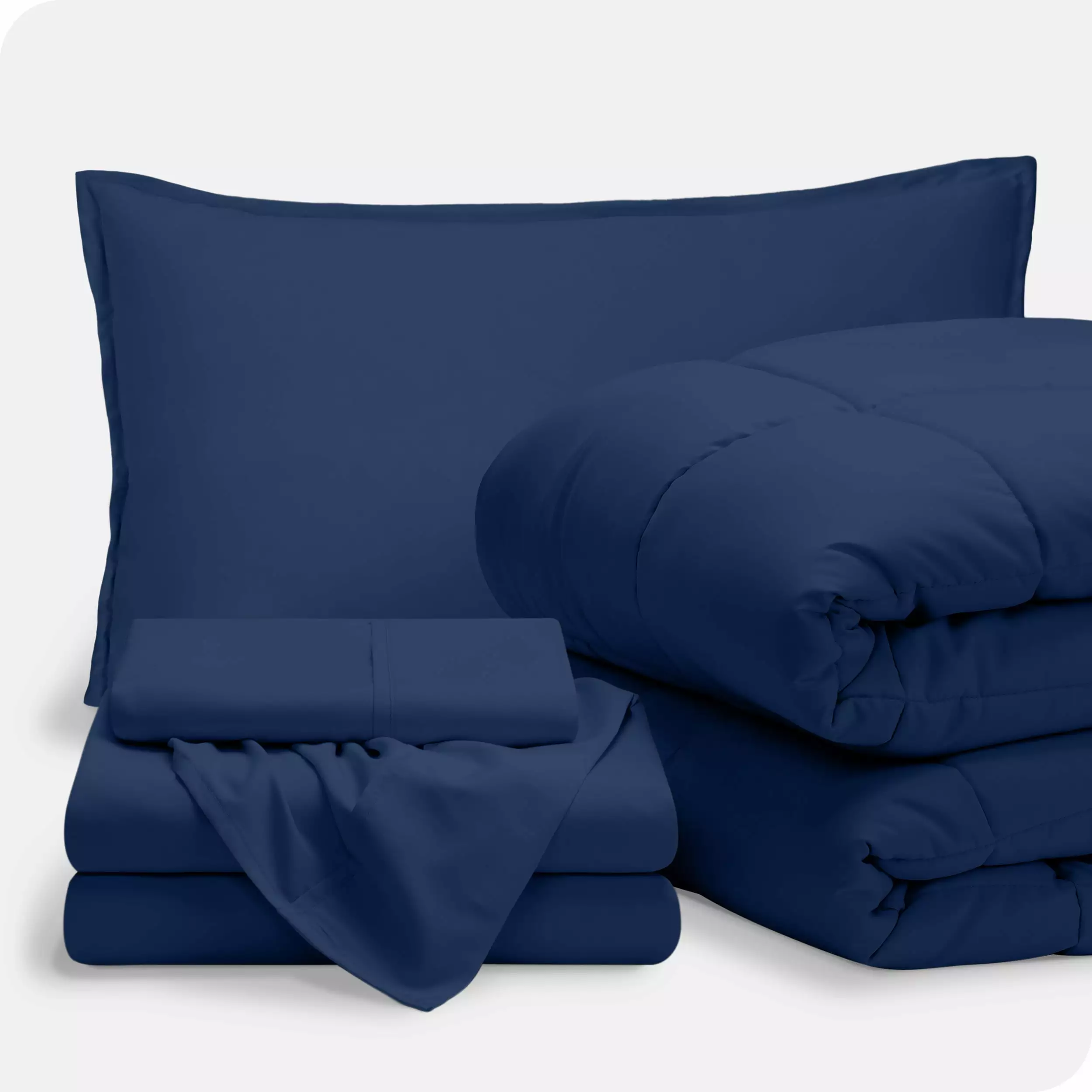 Bare Home 5-Piece Bed-in-a-Bag - Twin XL. Dark Blue with Dark Blue Sheet Set