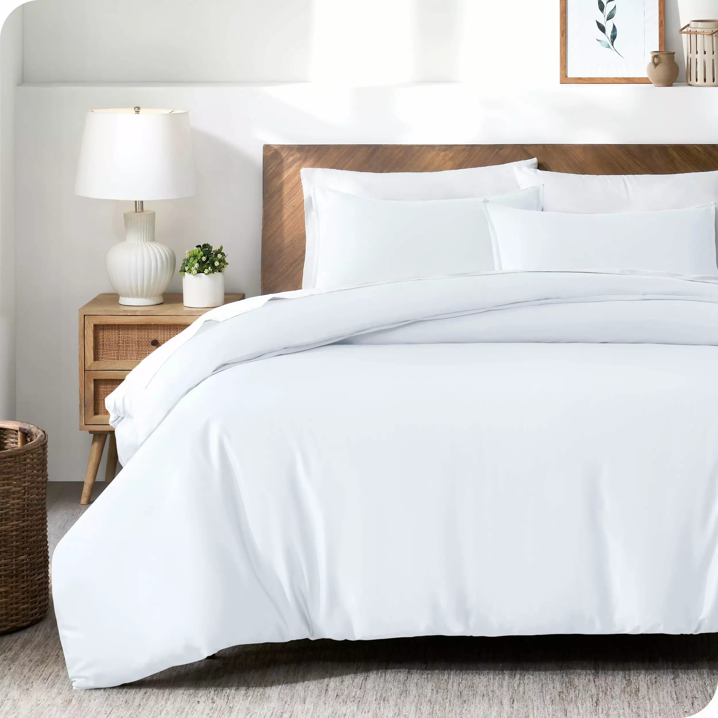 Bare Home TENCEL Duvet Cover Set - Lyocell derived from Eucalyptus - King/Cal King. White