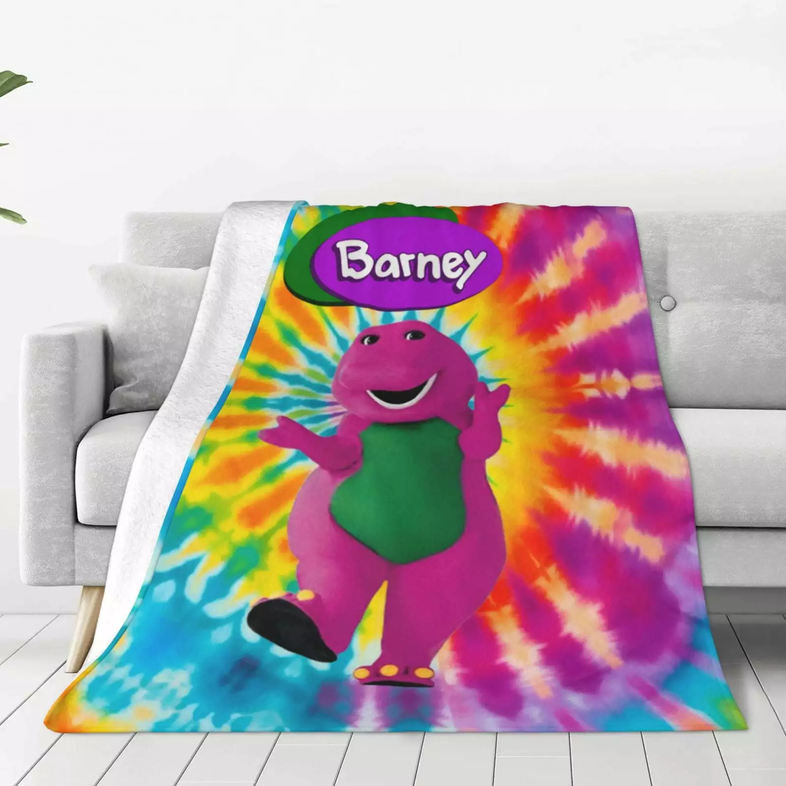 Barney And Friends Super Soft Blanket Cute Blanket All Season Flannel Fleece Blanket for Bed Living Room Bedroom for Kids Adult Gift 40x30