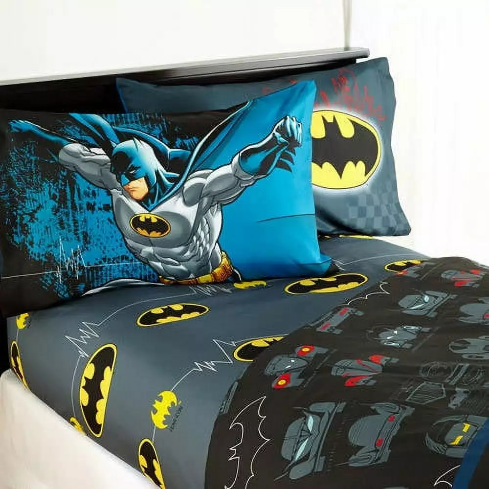 Batman Animation Black Cartoon Movies Polyester Sheet Sets. Twin. Machine Washable