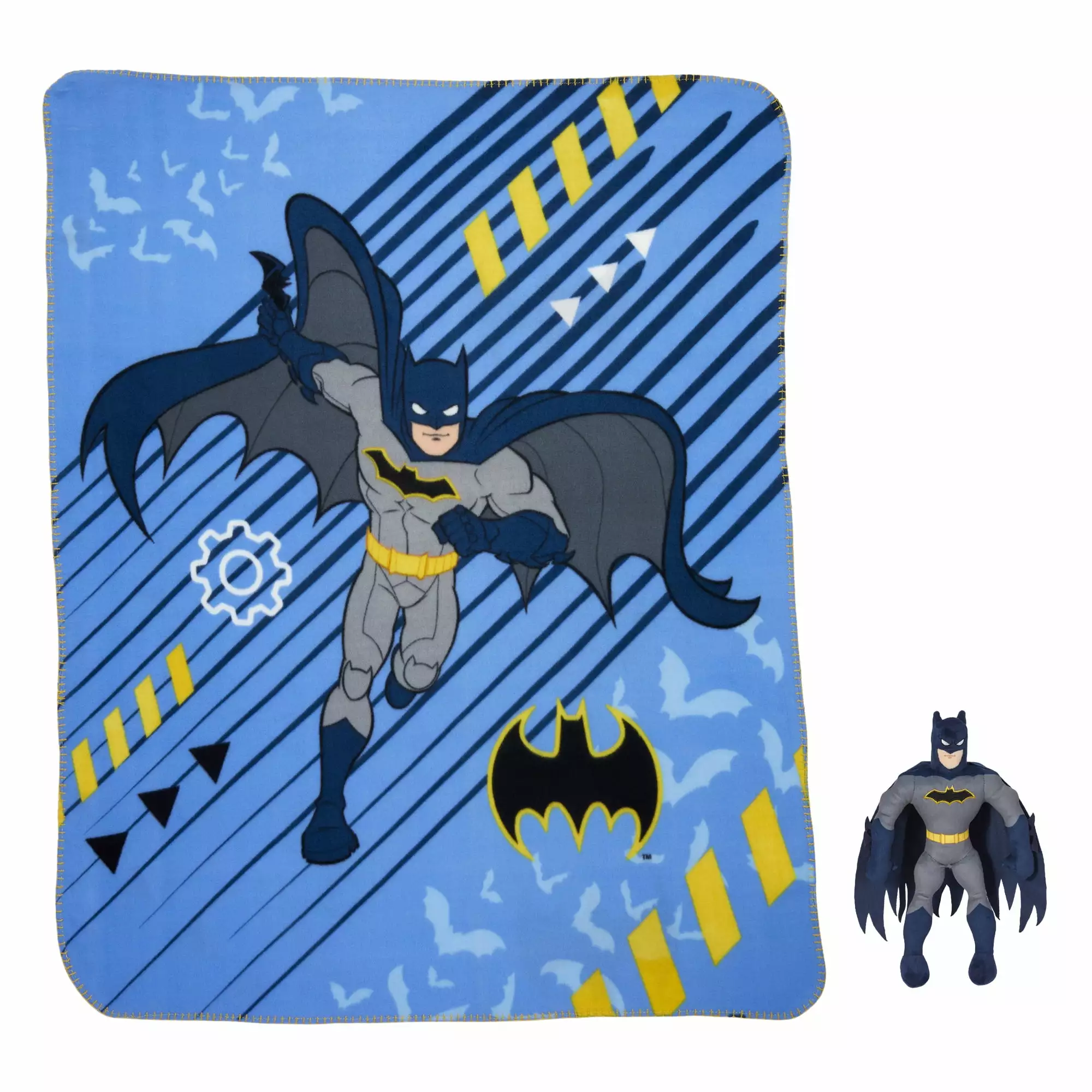 Batman Kids Hugger Pillow and Fleece Throw Gift Set. 2-Piece. Blue. Warner Bros