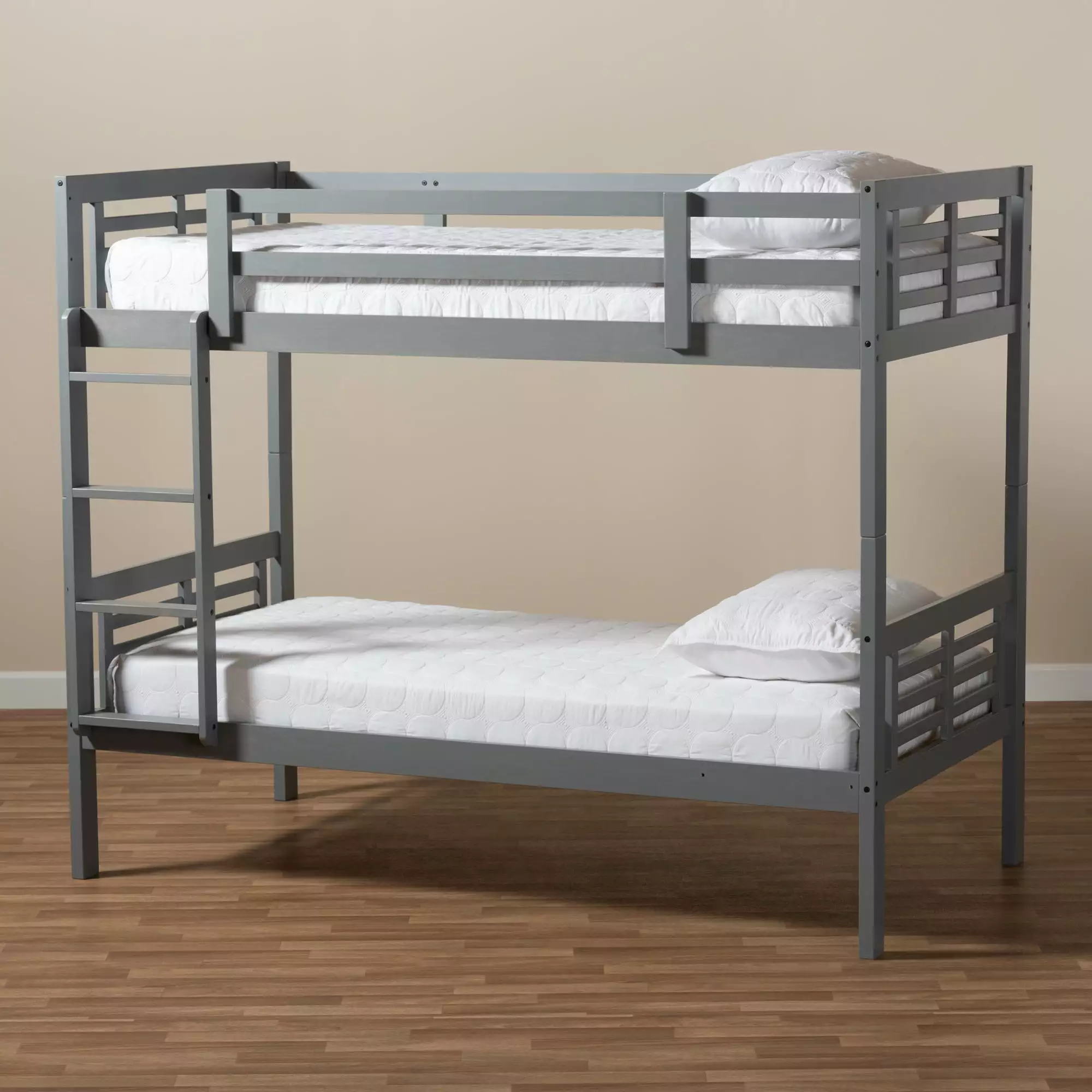 Baxton Studio Liam Modern and Contemporary Grey Finished Wood Twin Size Bunk Bed