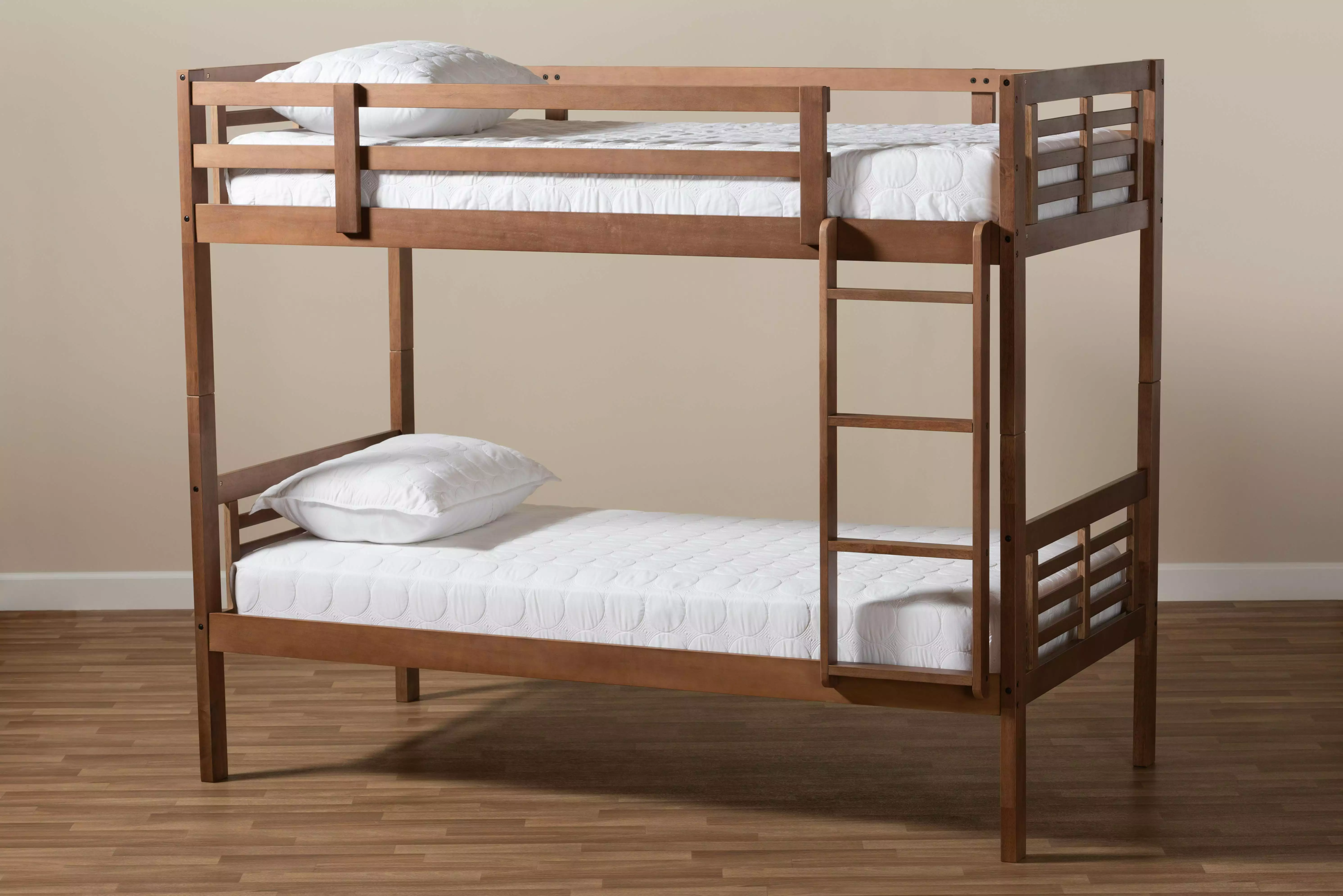 Baxton Studio Liam Modern and Contemporary Walnut Brown Finished Wood Twin Size Bunk Bed