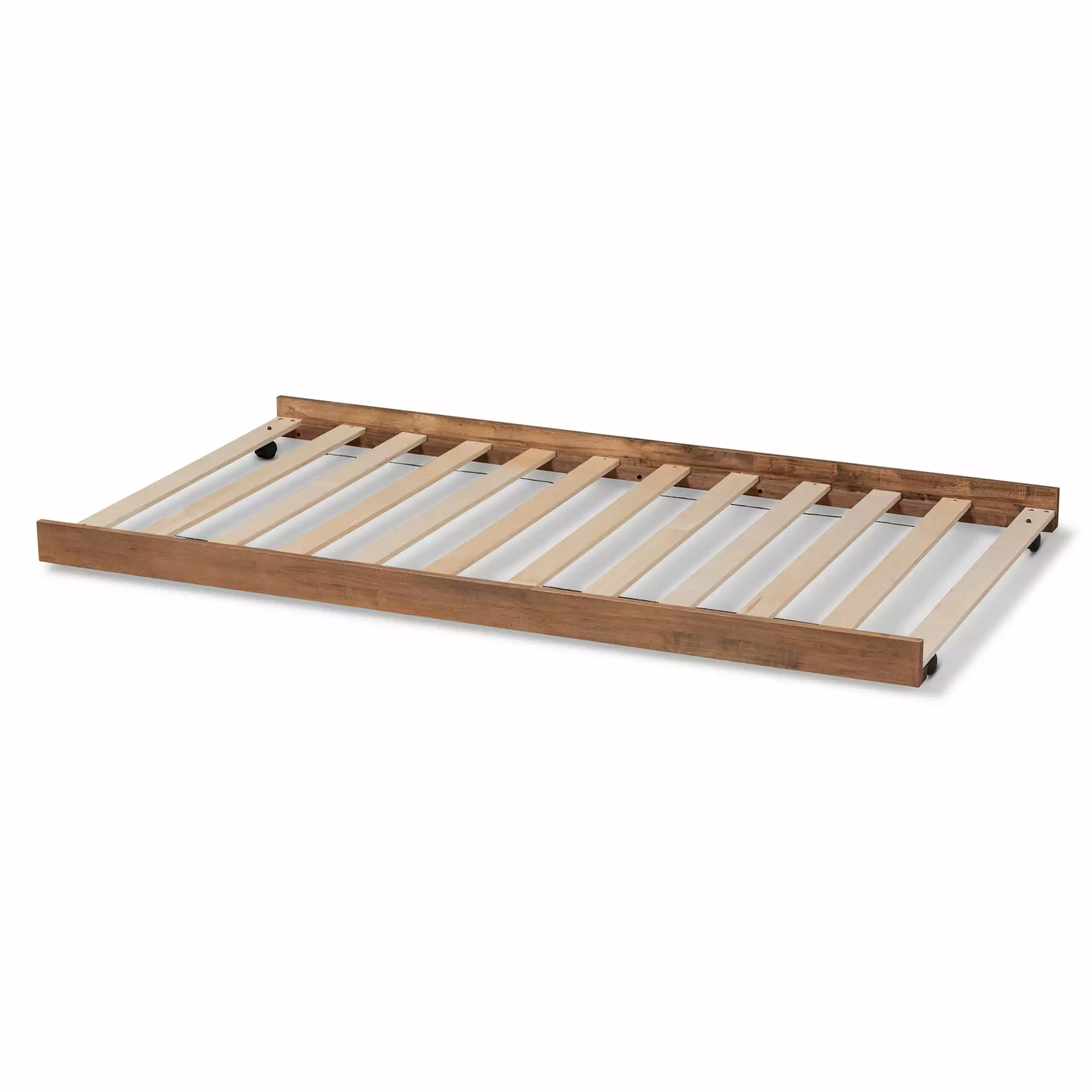 Baxton Studio Veles Modern and Contemporary Ash Walnut Finished Twin Size Trundle Bed