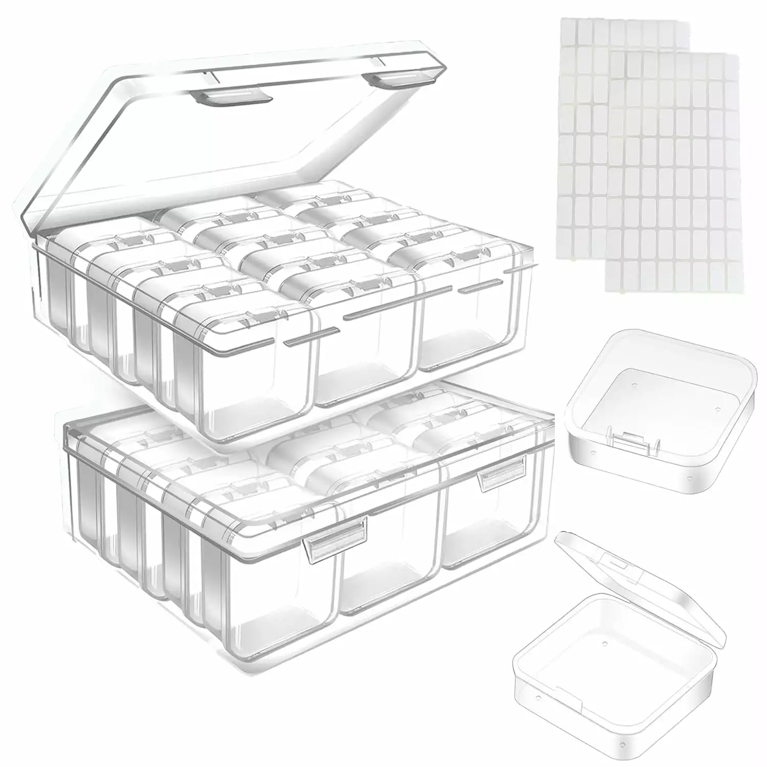 Bead Organizer. 24 Pack Small Clear Plastic Bead Storage Containers. craft organizers and storage for Jewellery Making. Diamond Painting Supplies and Small Parts Storage Box