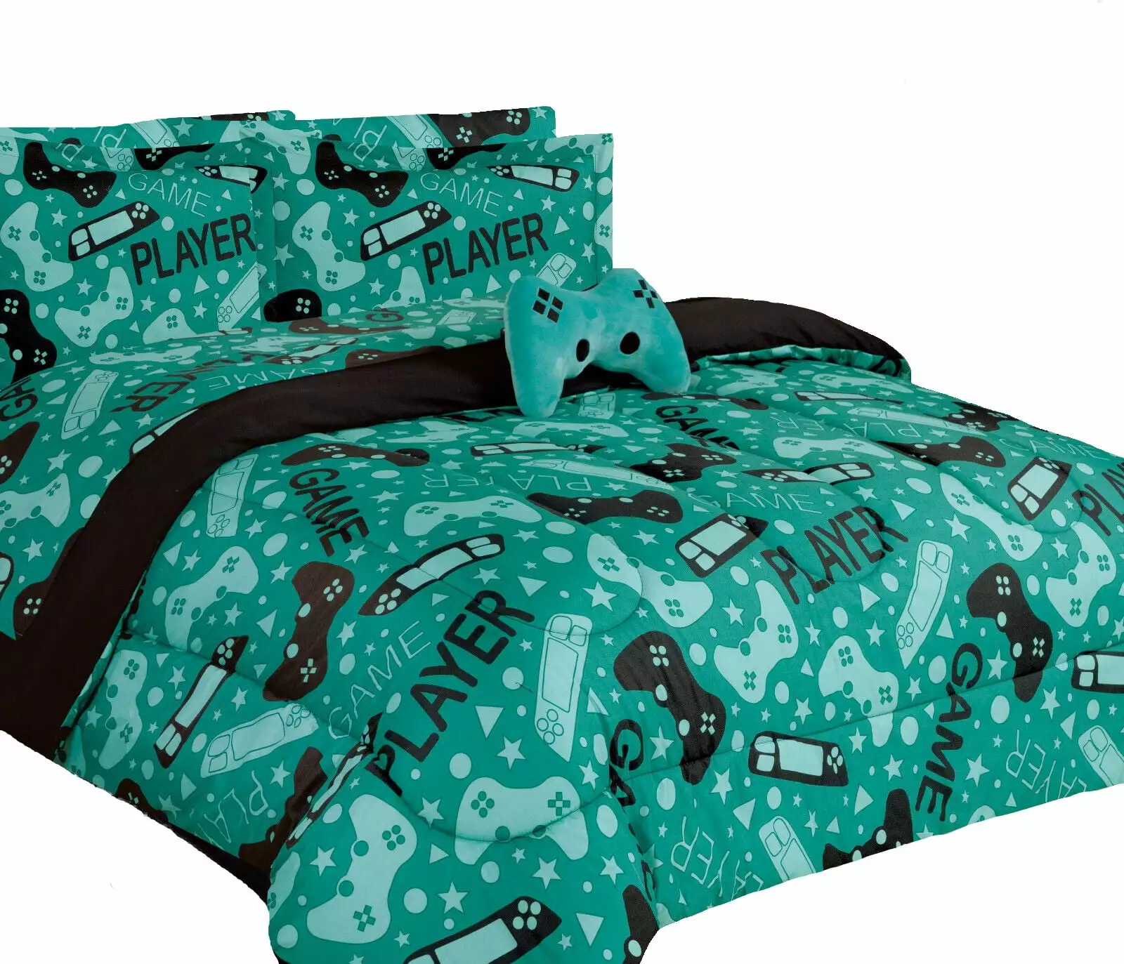 Bedding all season game player blue bed in bag twin size plush toy pillow with matching sheet set comforter for kids bedroom d??cor