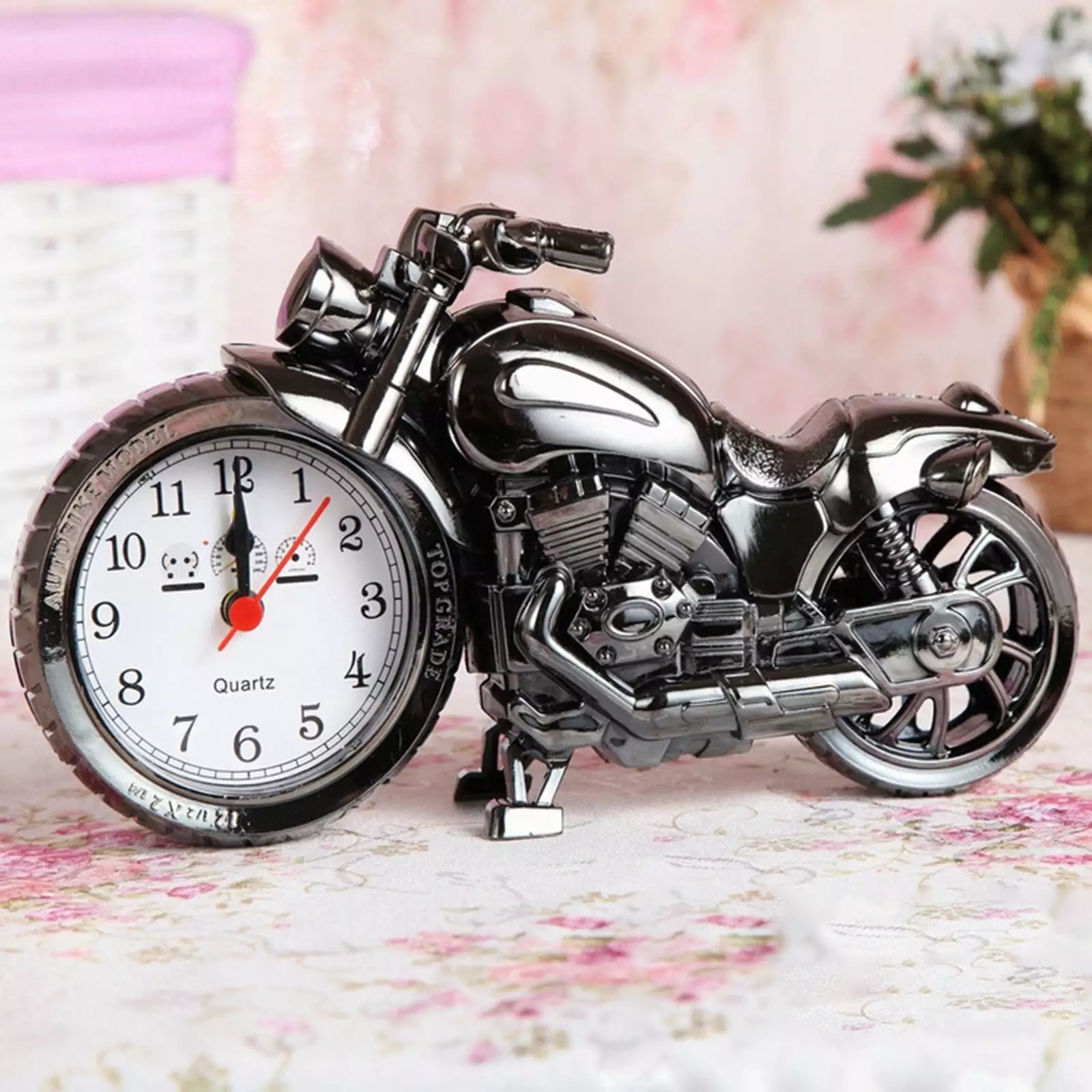 Bedroom Alarm Clocks Qwtwty Motorcycle Motorbike Pattern Alarm Clock Desk Clock Creative Birthday Gift Cool Clock On Clearance