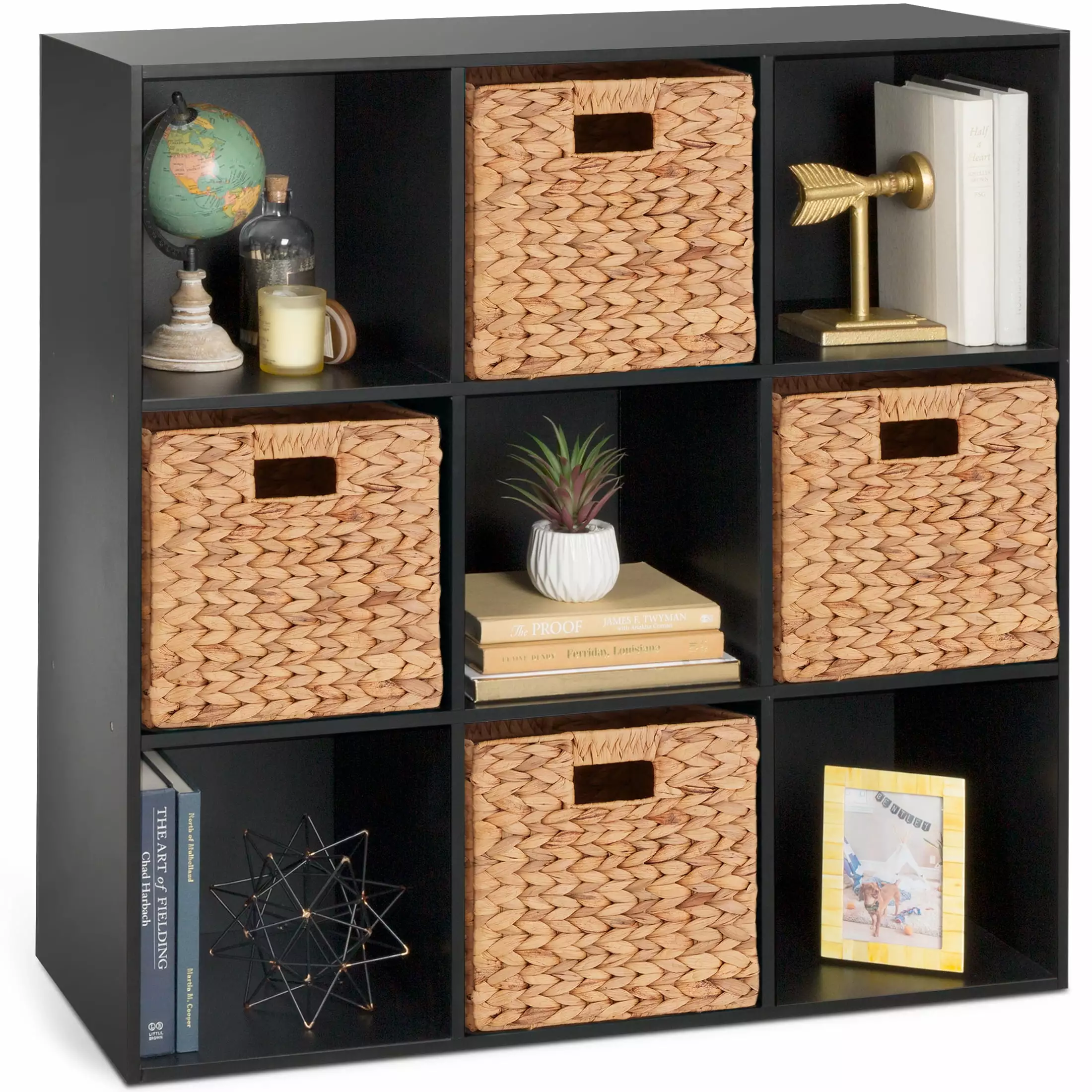 Best Choice Products 9-Cube Bookshelf. 11in Display Storage Compartment Organizer w/ 3 Removable Back Panels - Black