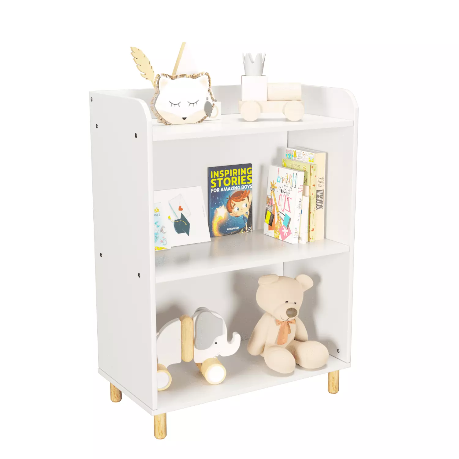 Best Kids 3-Tier Bookcase. Children's Book Display. Bookshelf Toy Storage Cabinet Organizer for Children's Room. Playroom. Nursery