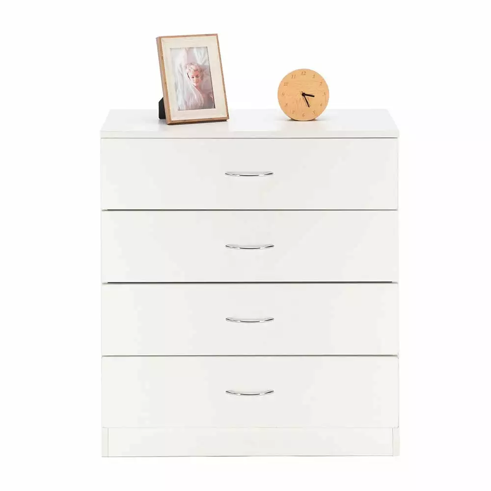 Besthome Modern 4 Dresser for Bedroom. Heavy Duty 4-Layer Wood Dresser Drawer. Chest of Drawers with Handle for Kids Room. Vertical Storage Cabinet for Bathroom. Closet. Entryway. Hallway. White