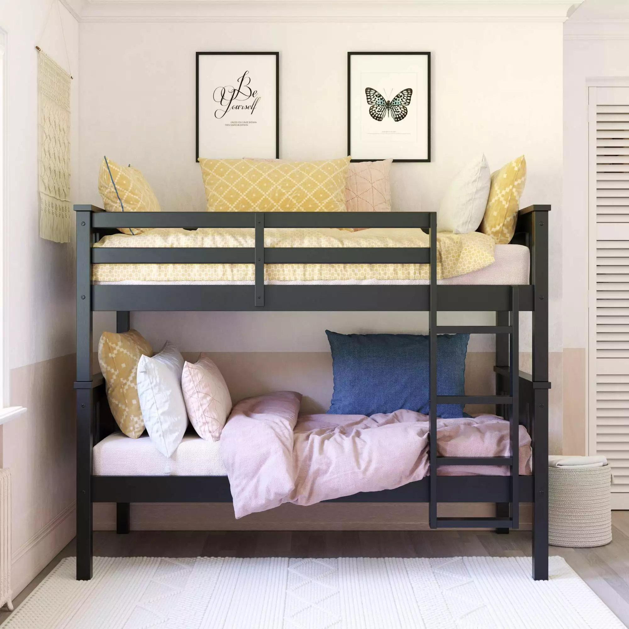 Better Homes & Gardens Flynn Twin Size Bunk Bed for Kids. Black