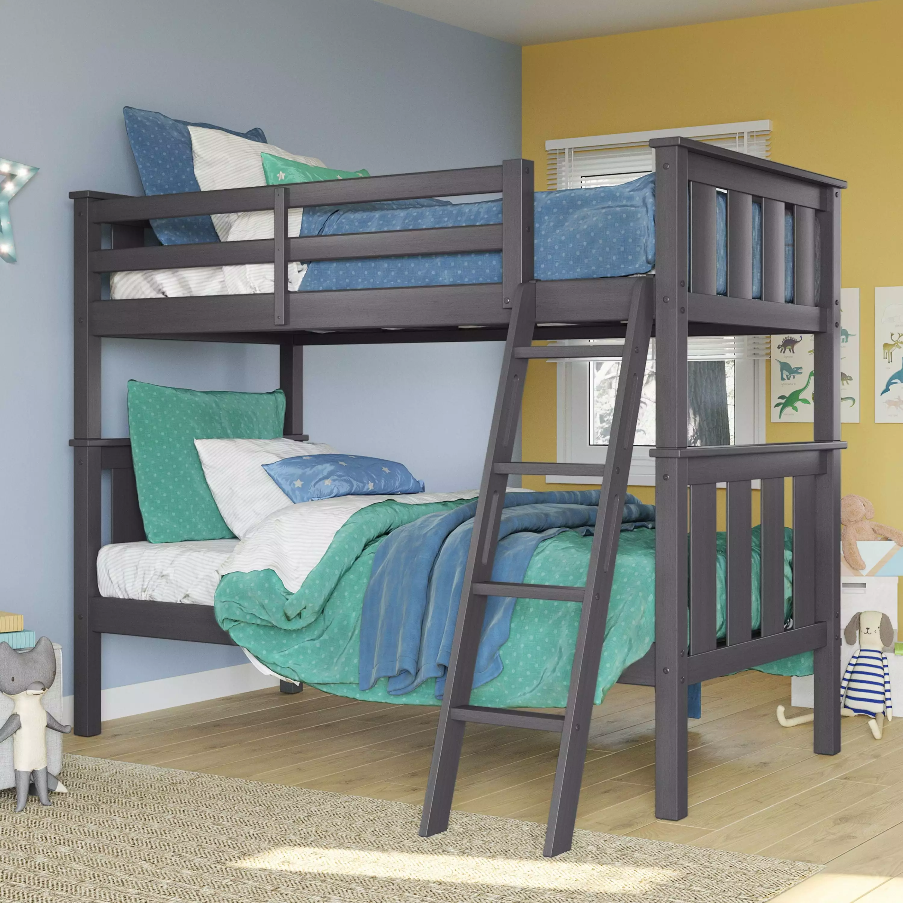 Better Homes & Gardens Kane Twin Over Twin Bunk Bed. Gray Finish