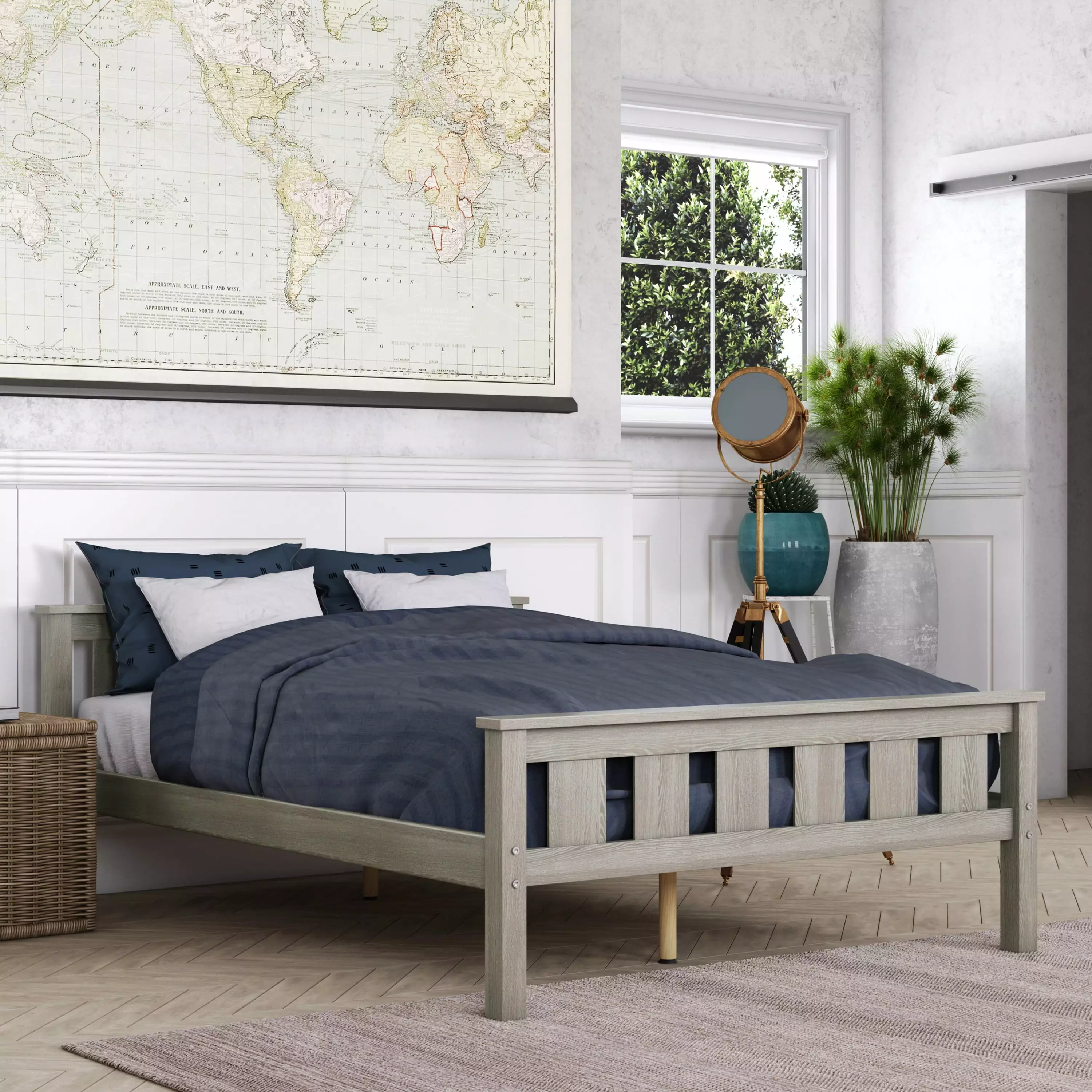 Better Homes & Gardens Kane Wooden Platform Bed. Full Size. Gray